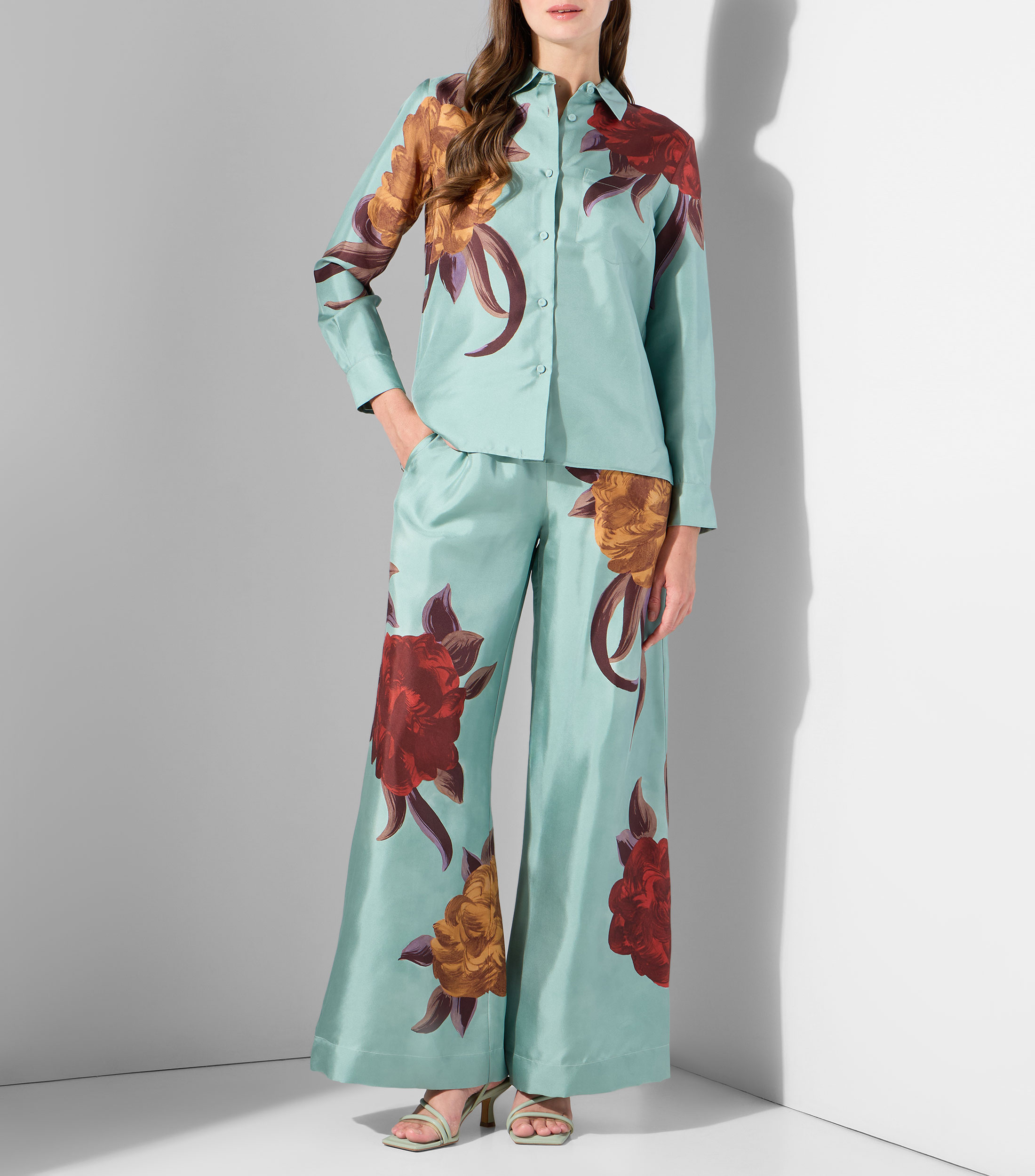 Camisa estampada con manga larga Mujer
