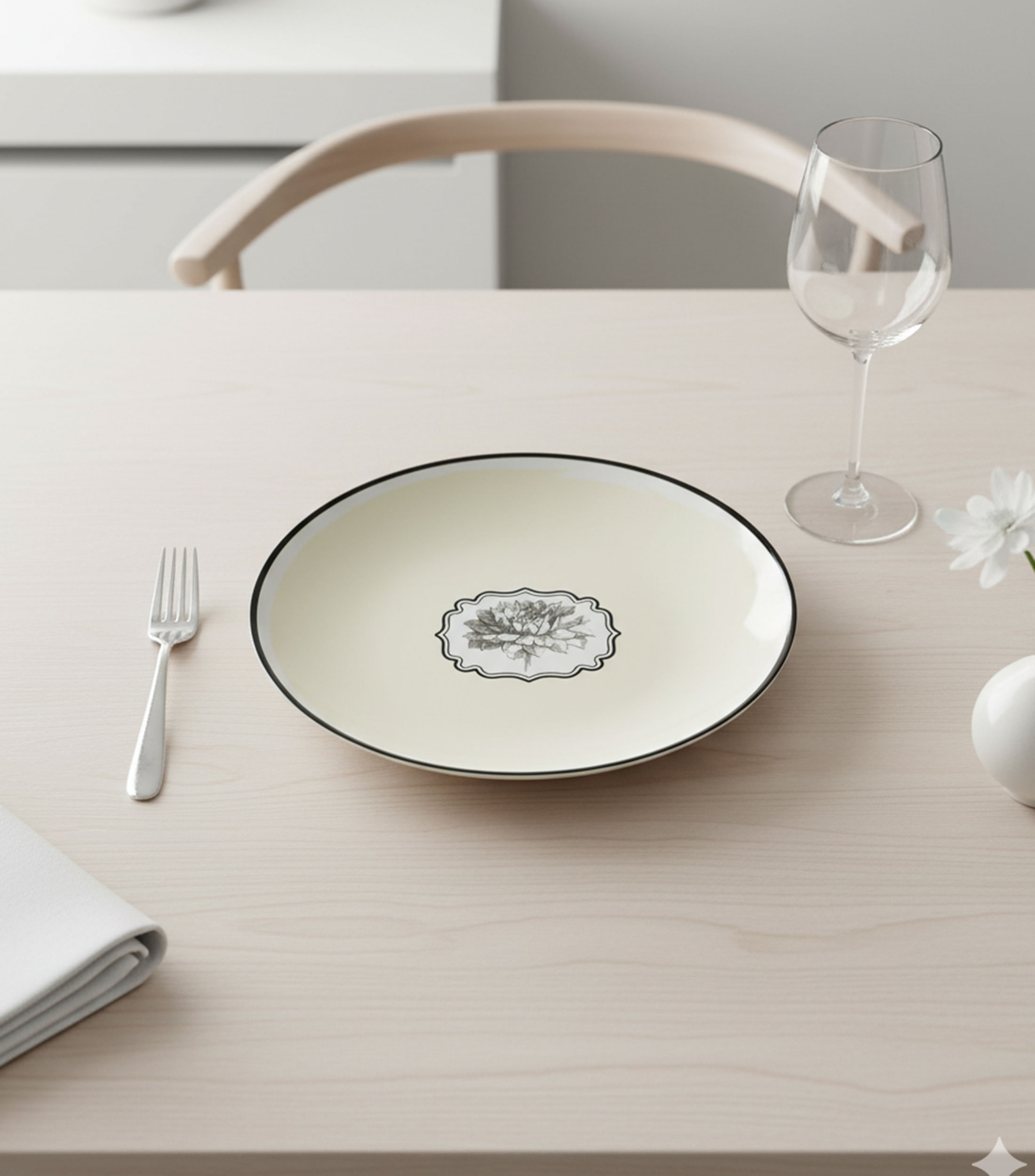 Plato para postre Herbariae con flor