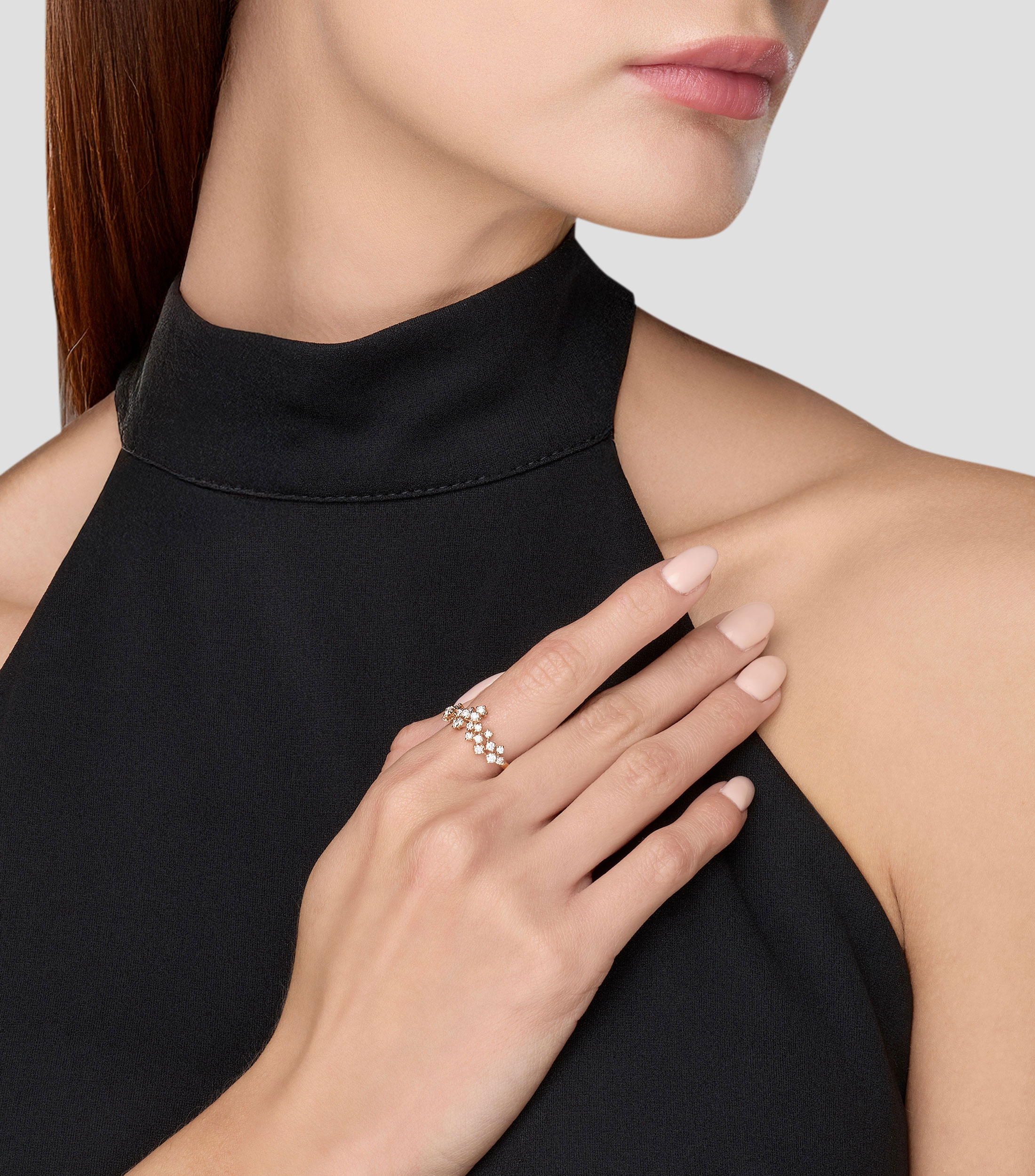 Anillo en oro rosa de 18 kilates Mimosa con diamantes Mujer