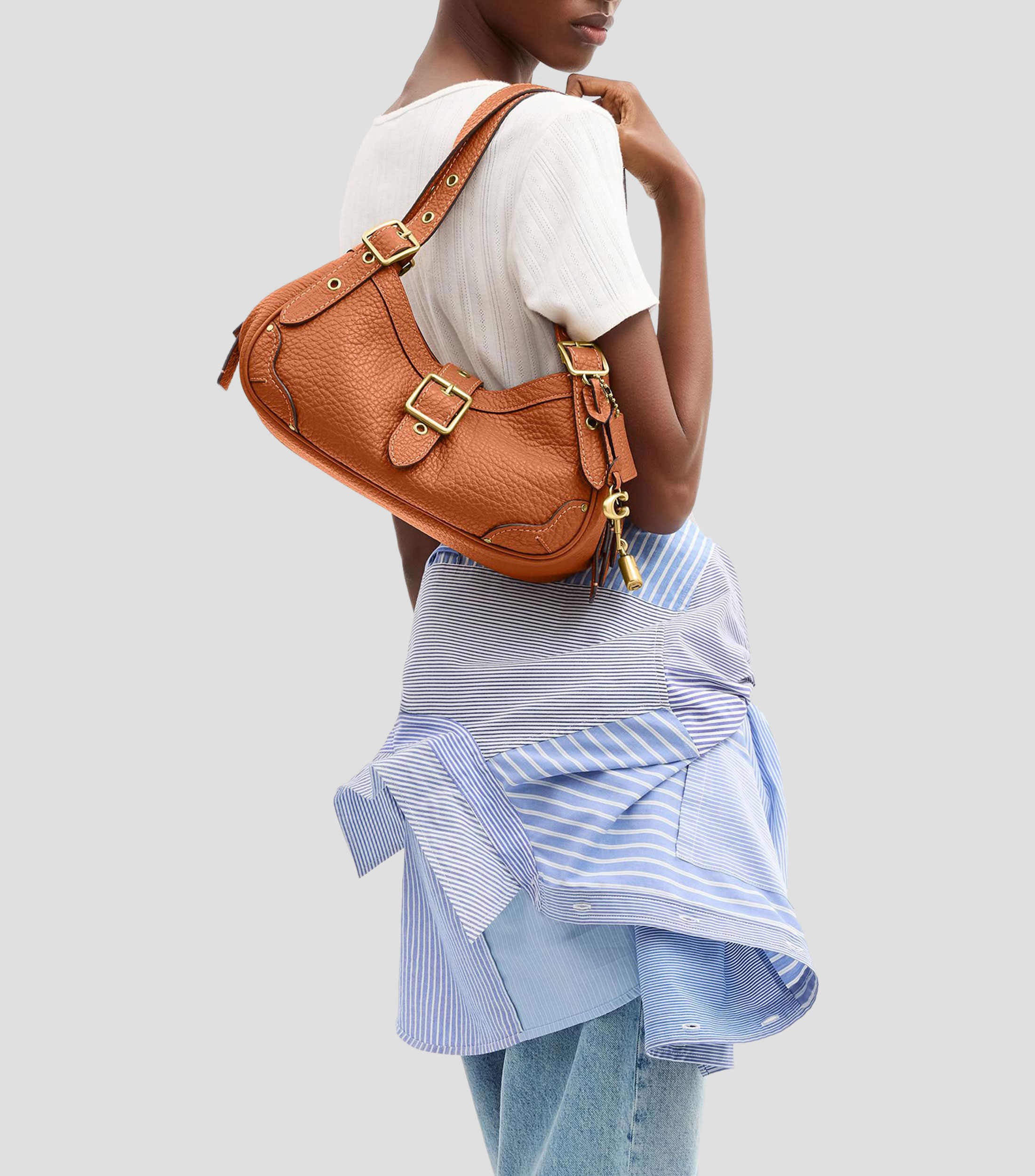 Bolsa shoulder café en piel Drifter lisa Mujer