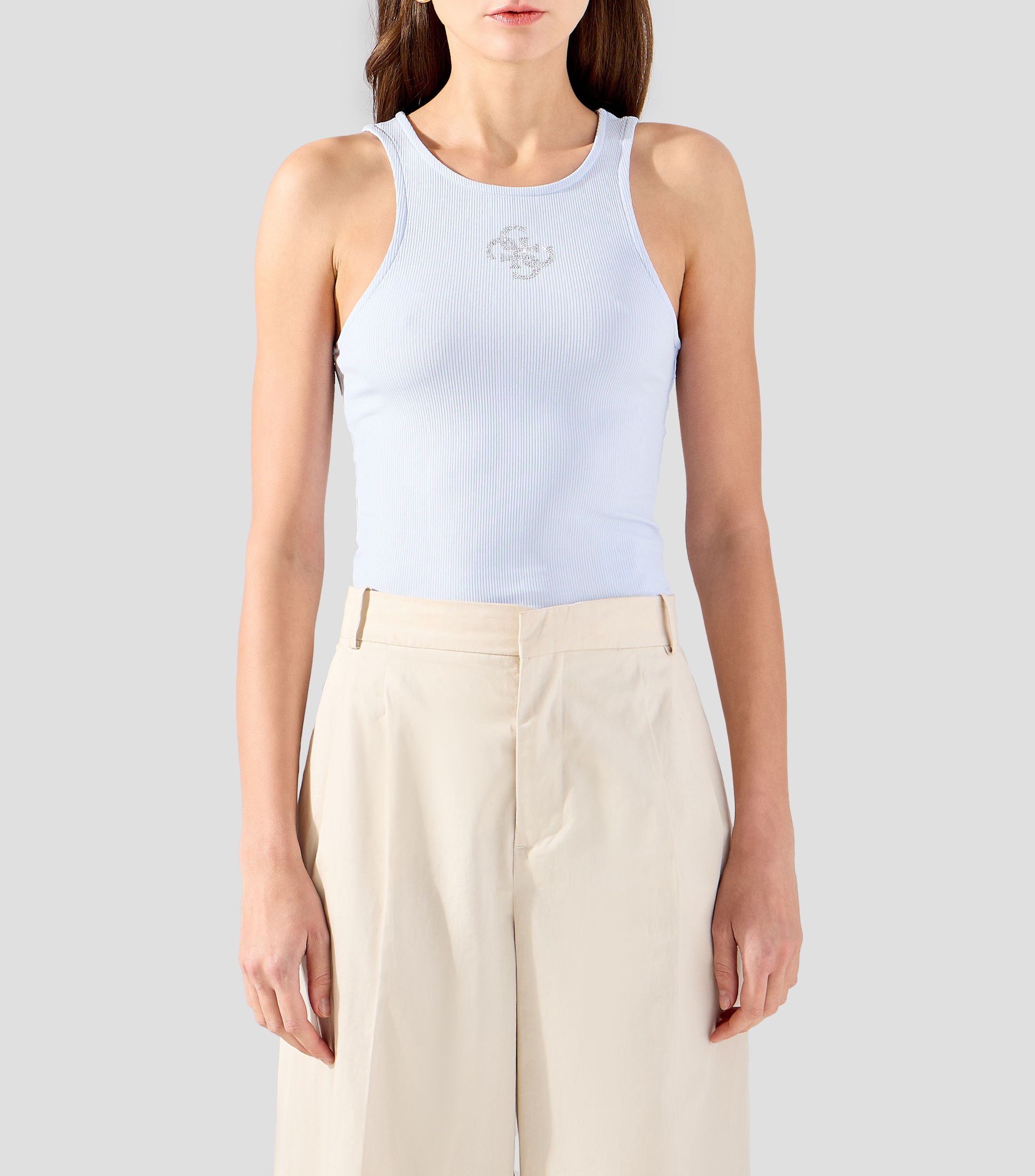 Playera cuello redondo sin mangas fantasía Mujer