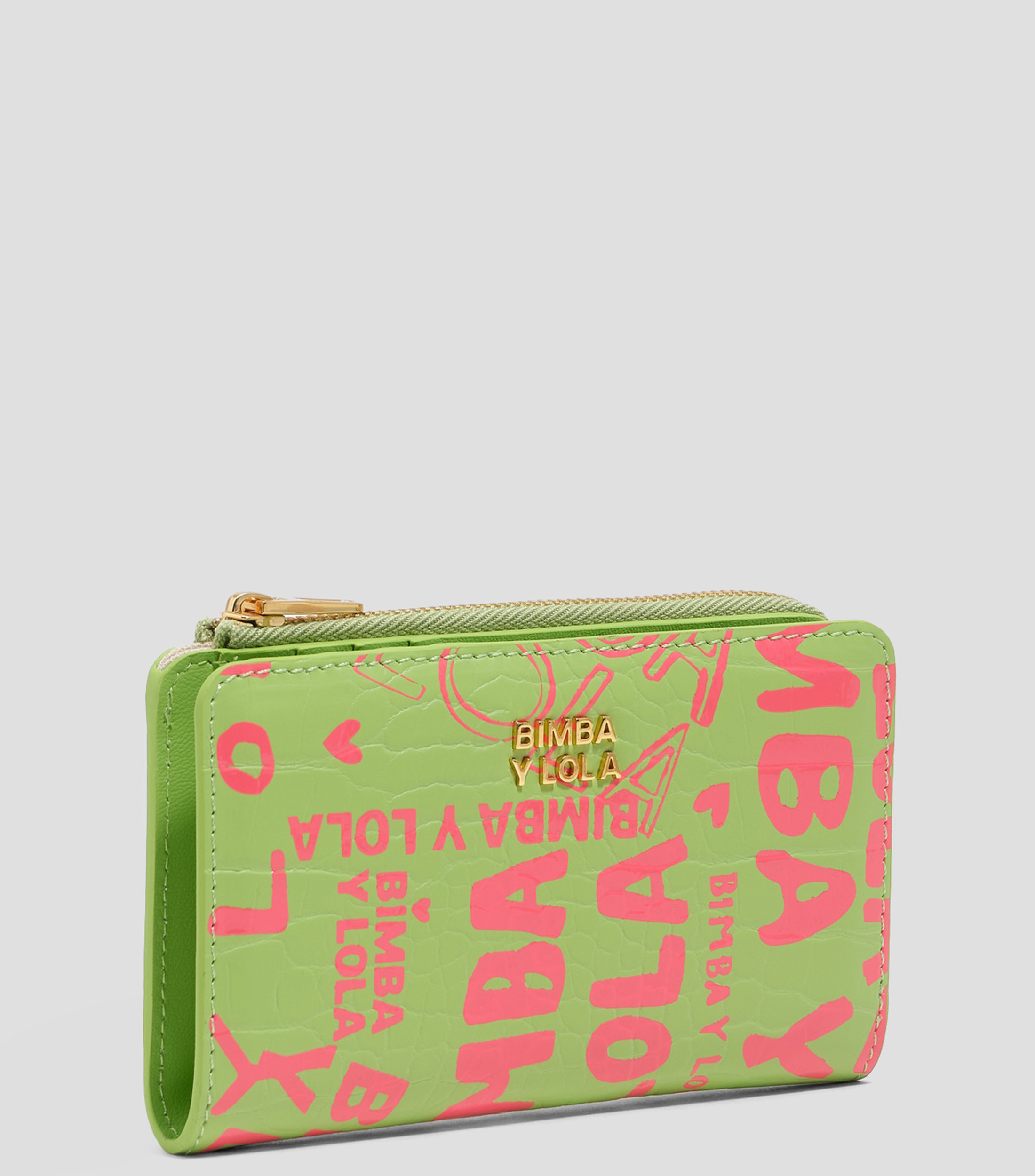 Cartera compacta con print lima y rosa Mujer