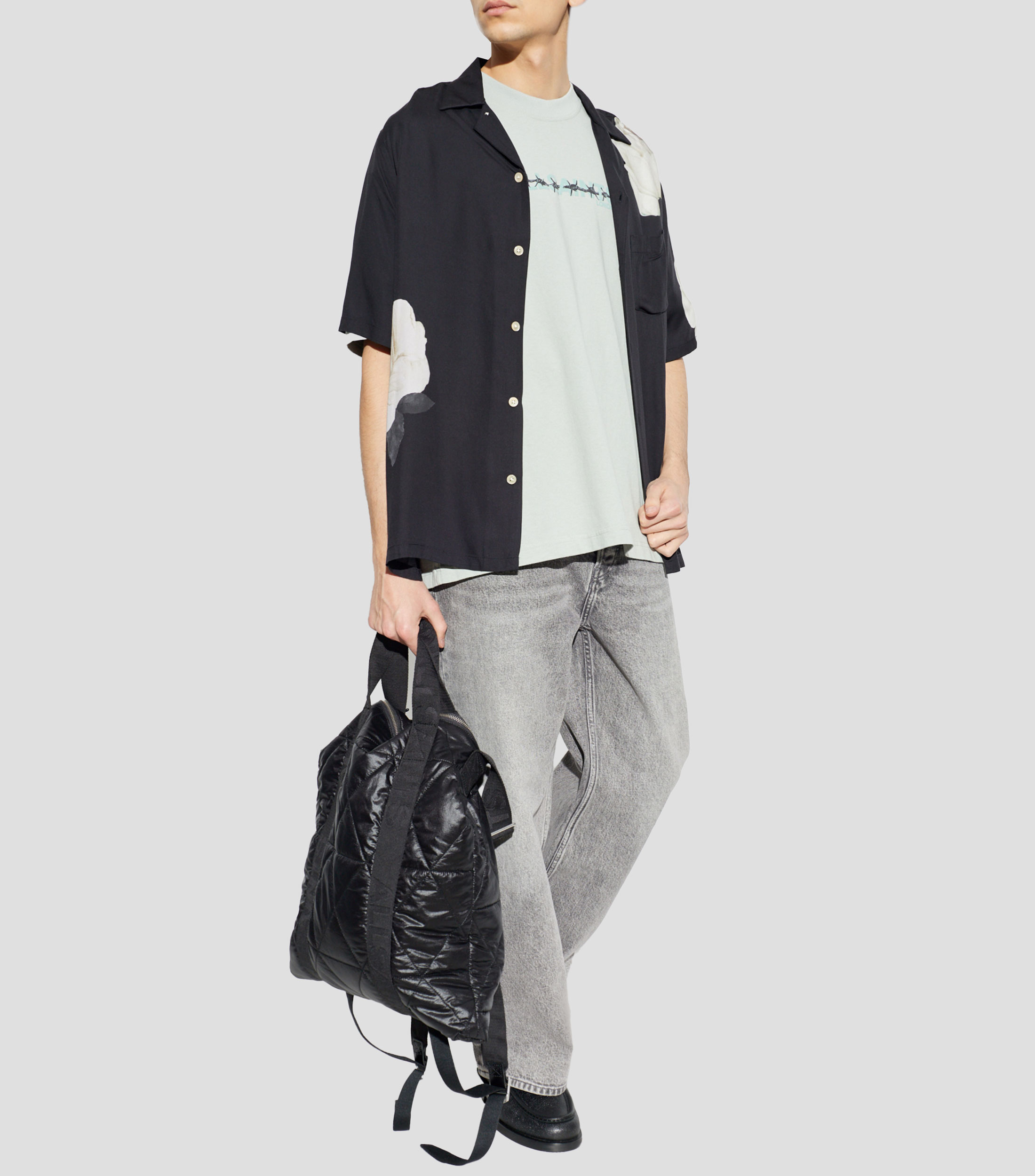 Camisa con estampado manga corta Hombre