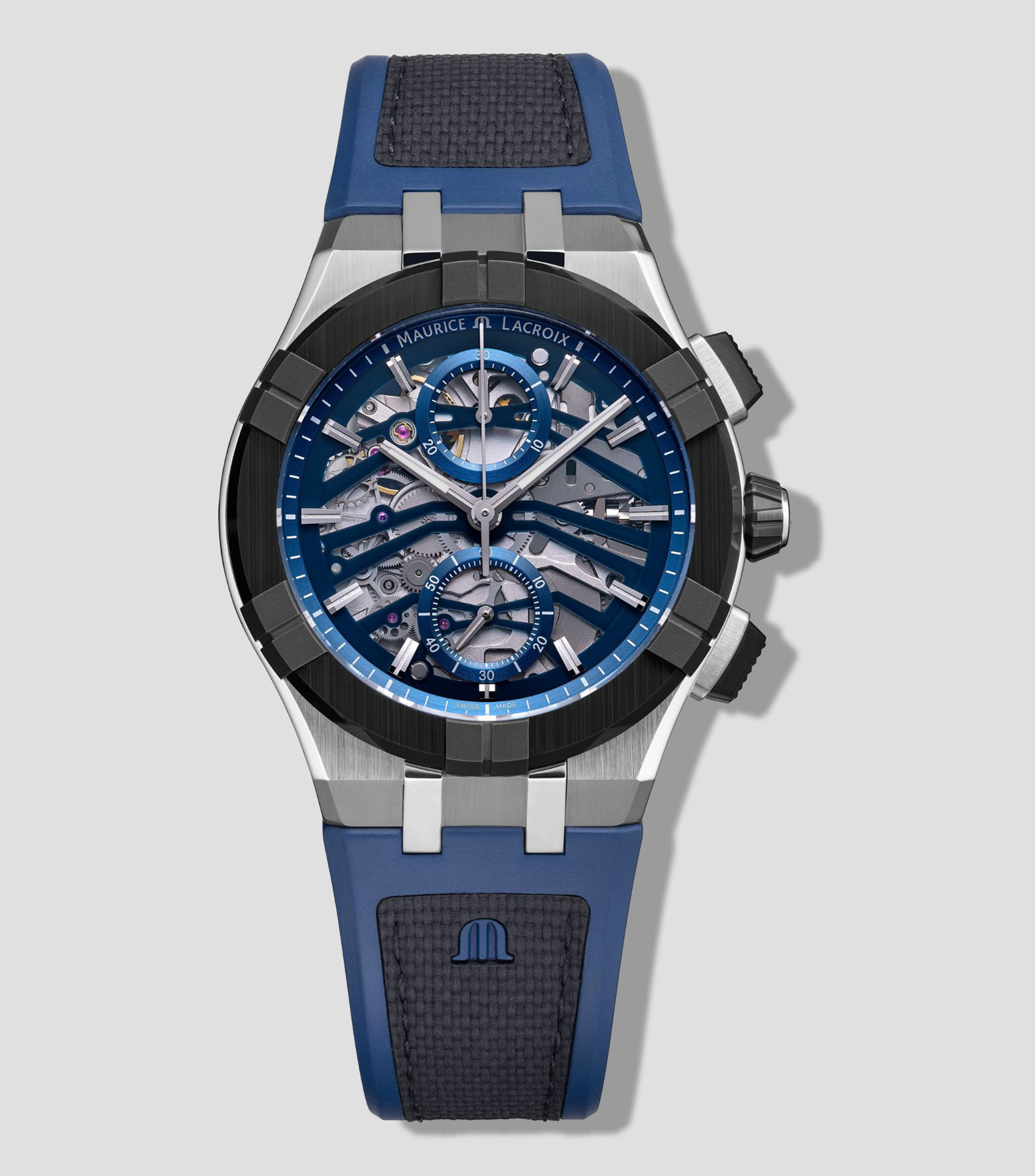 Reloj para hombre Aikonic Chronograph Skeleton Casual Plateado, Negro