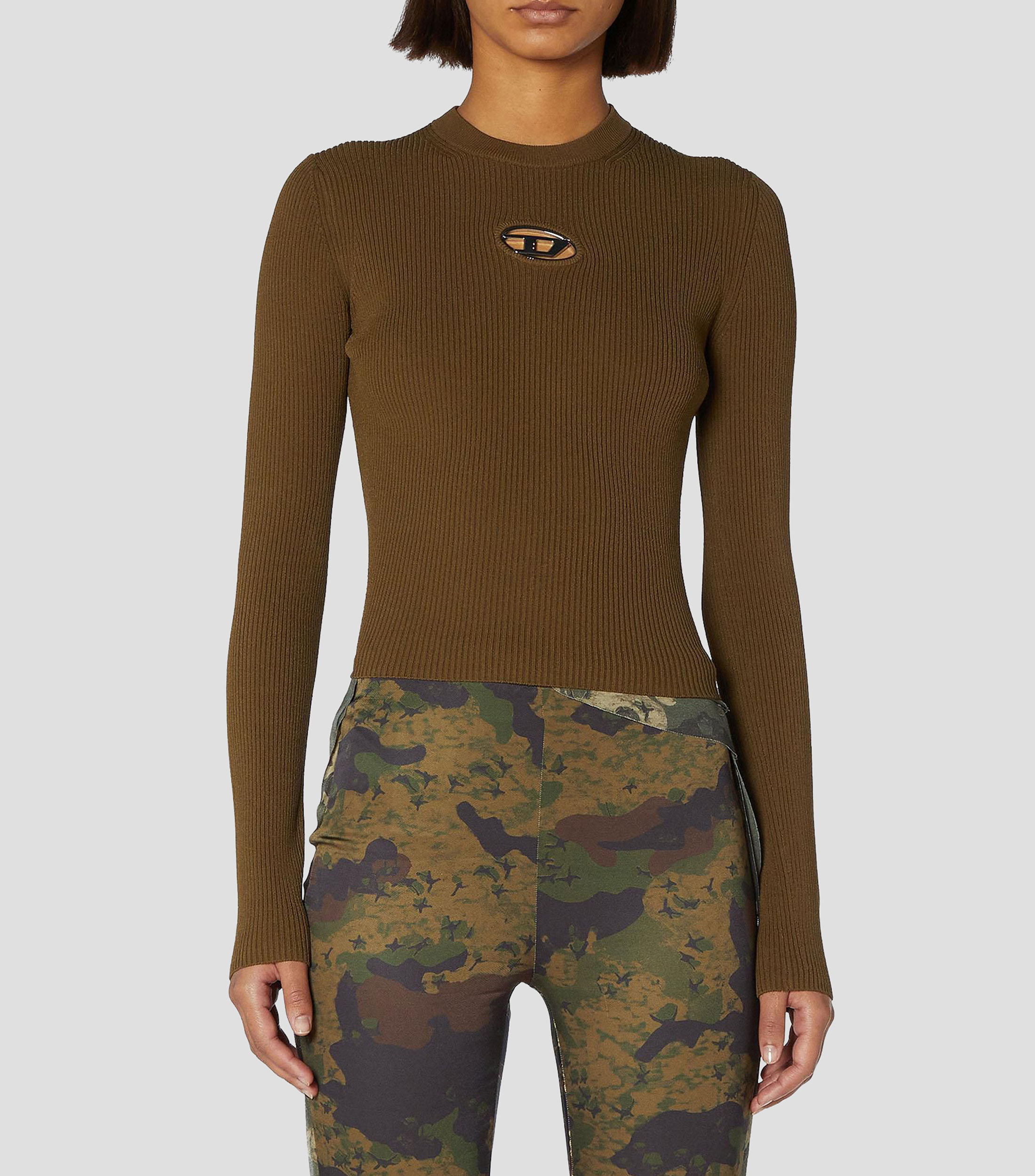 Top cuello redondo manga larga Mujer