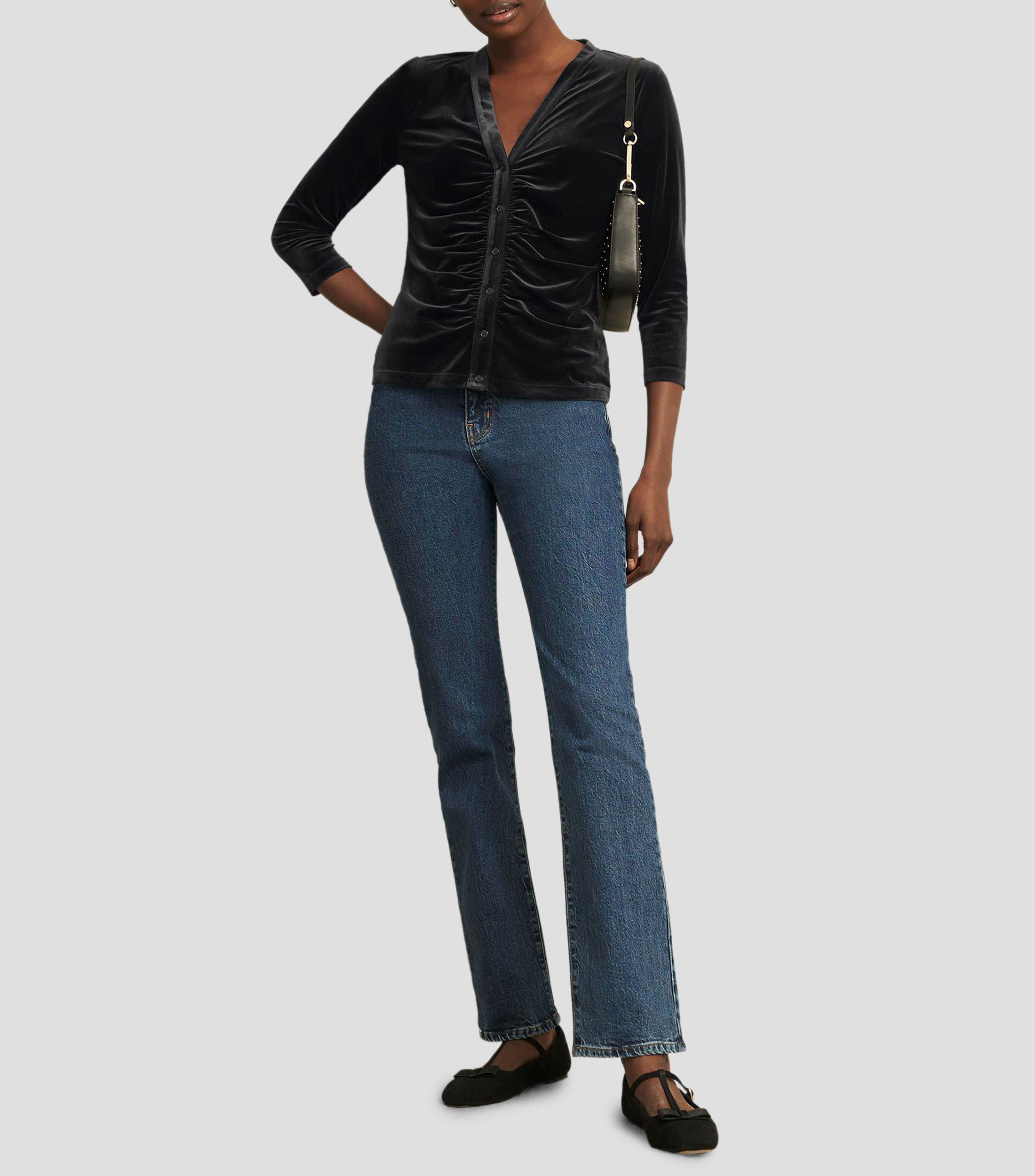 Blusa lisa con manga larga Mujer