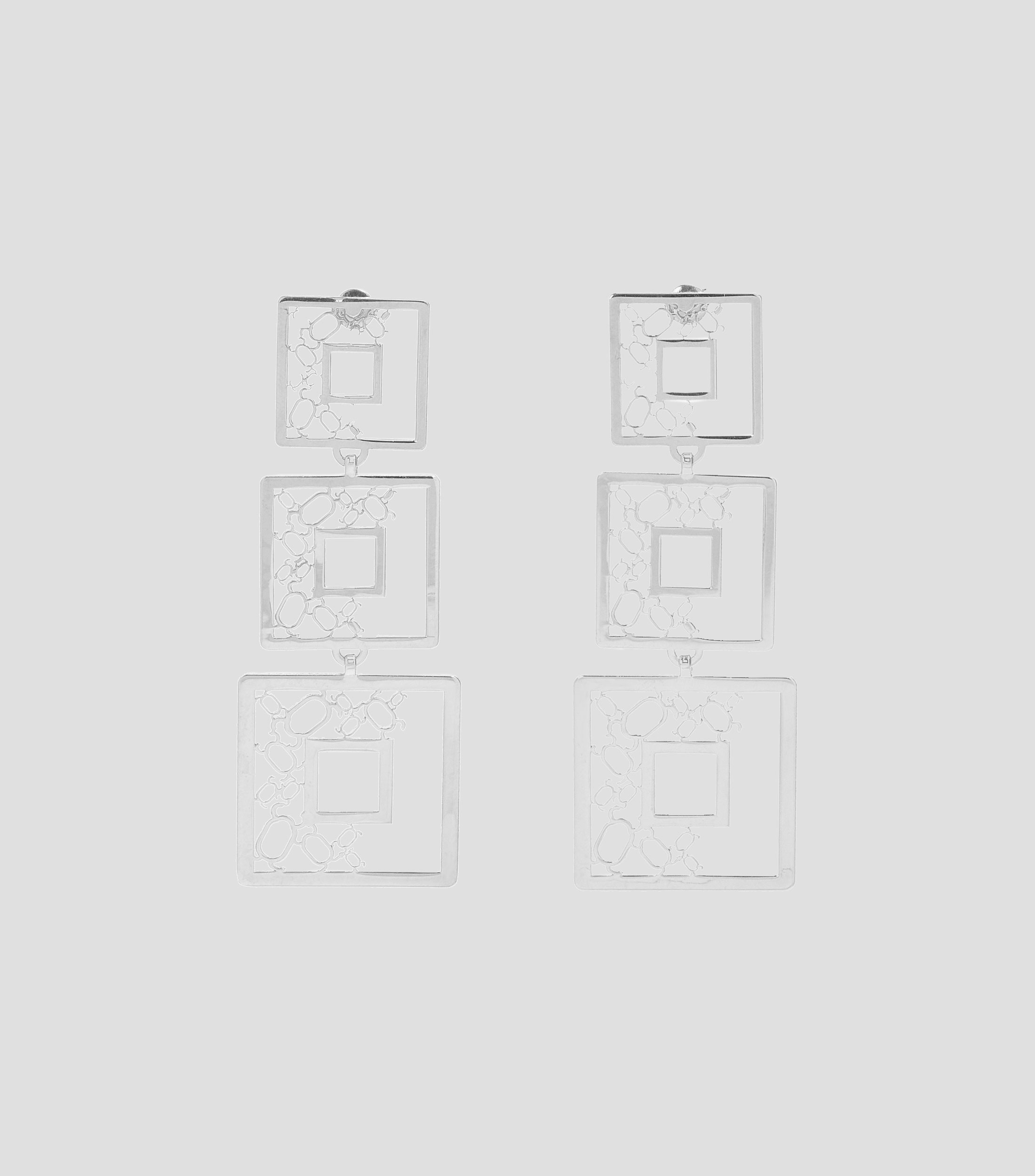 Aretes Amor Creciente Cuadros en plata .925 Mujer