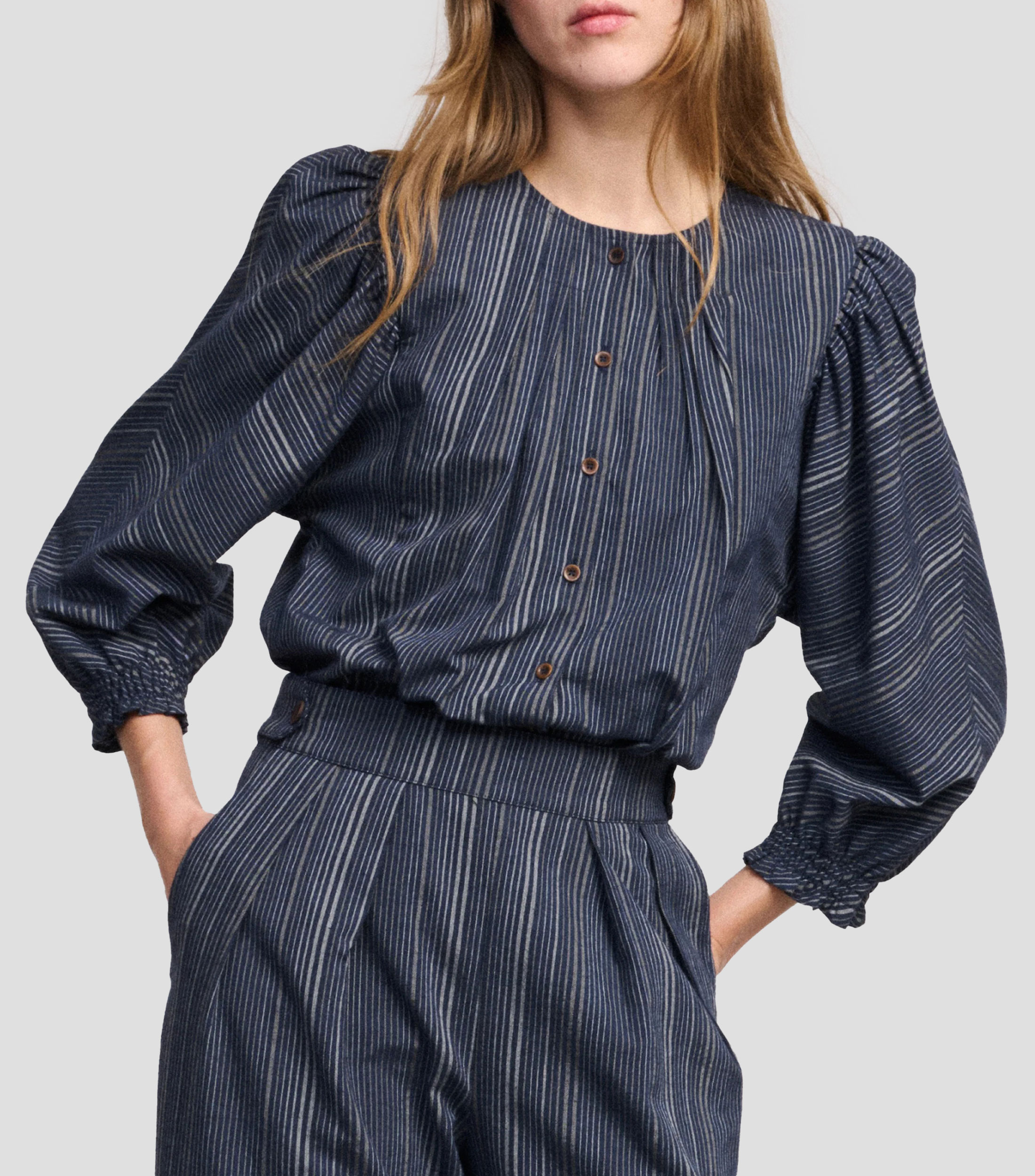 Blusa rayas manga larga Mujer