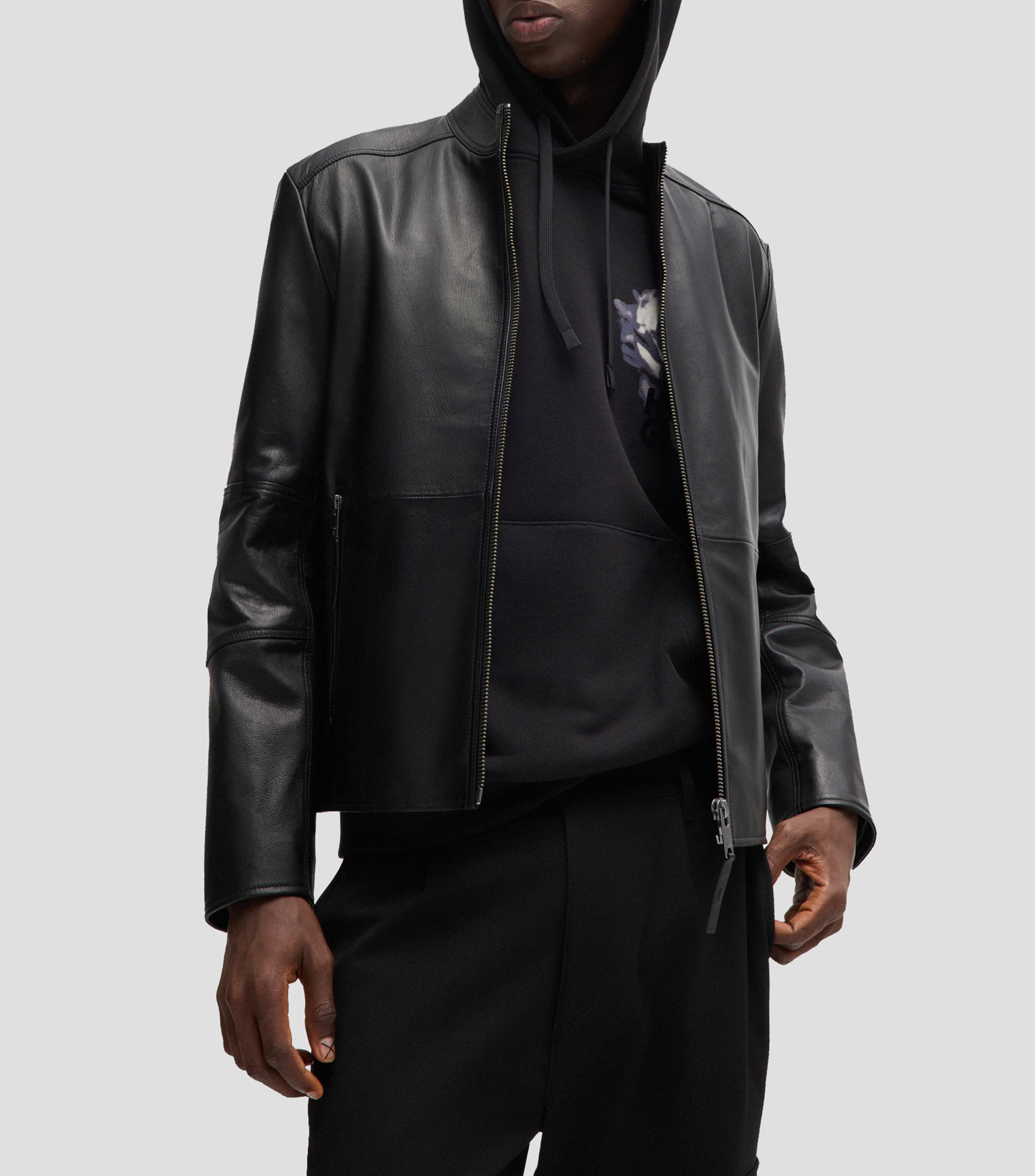 Slim Fit Chamarra Negra Piel Hombre Chamarra Piel Chamarras Slim