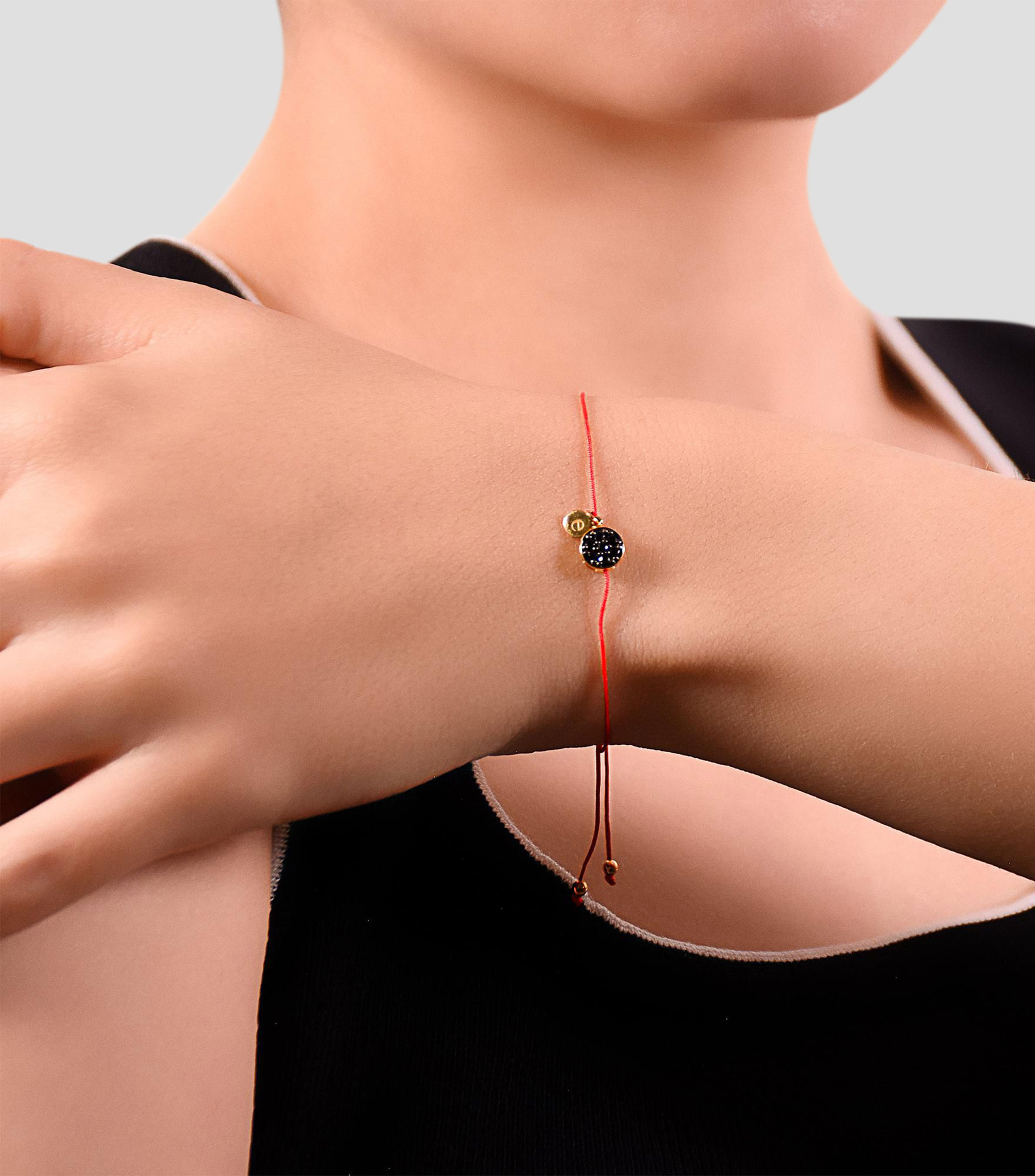 Pulsera rojo con diamantes negros Mujer