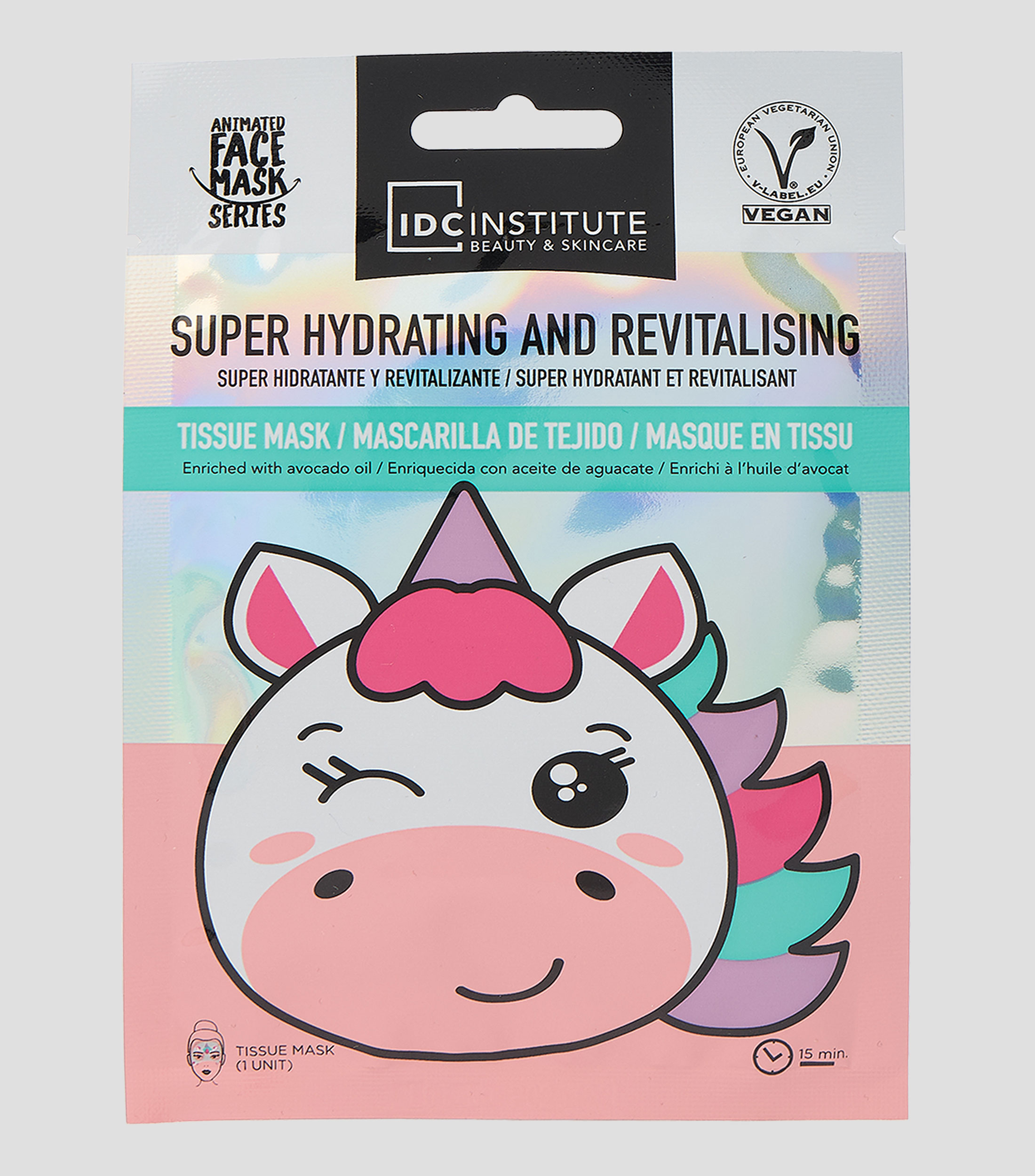 IDC Institute, mascarilla de tejido Unicornio - Súper Hidratante y revitalizante, 22 ml