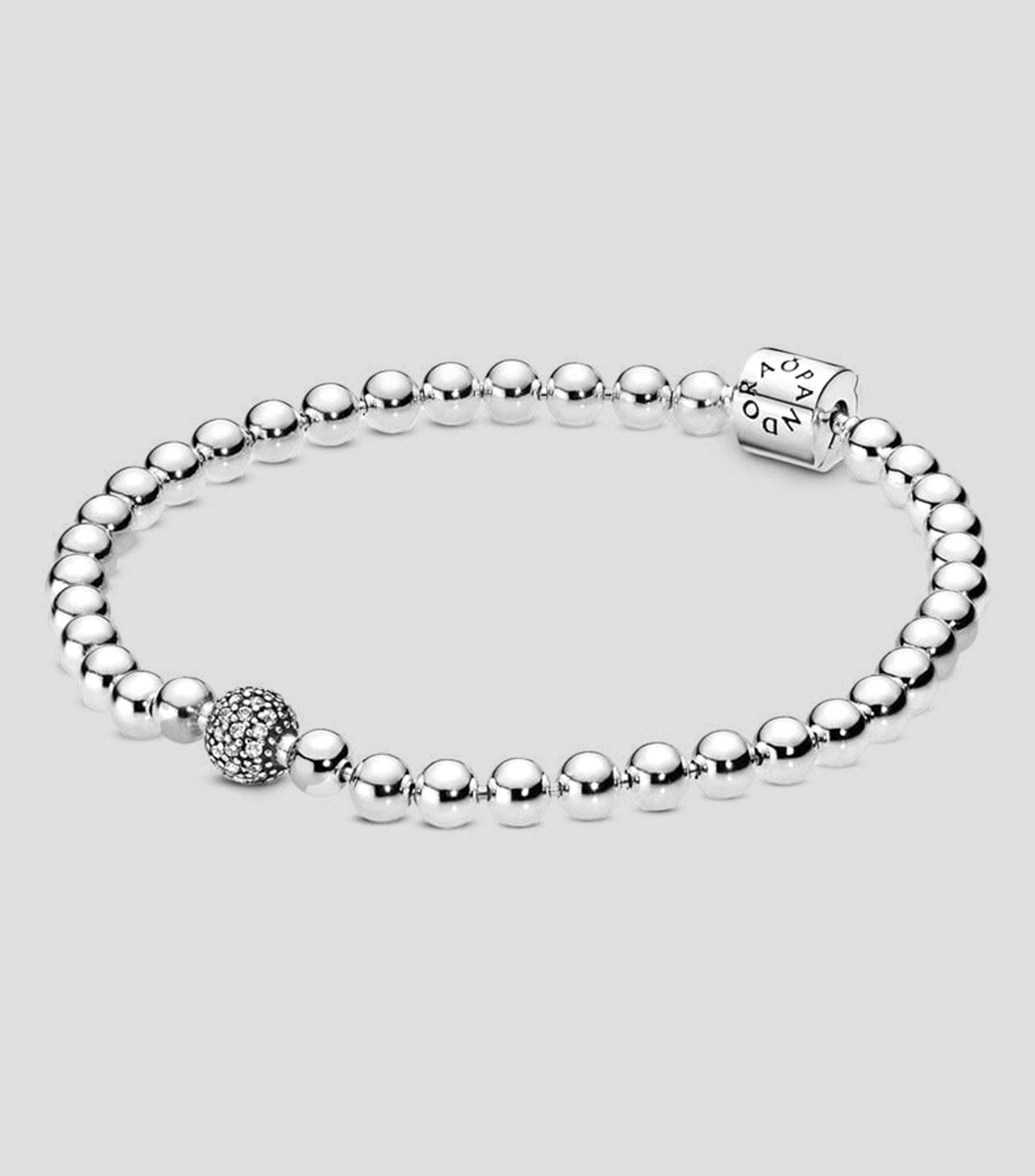 Brazalete en plata con bolas Mujer Talla 17 cm
