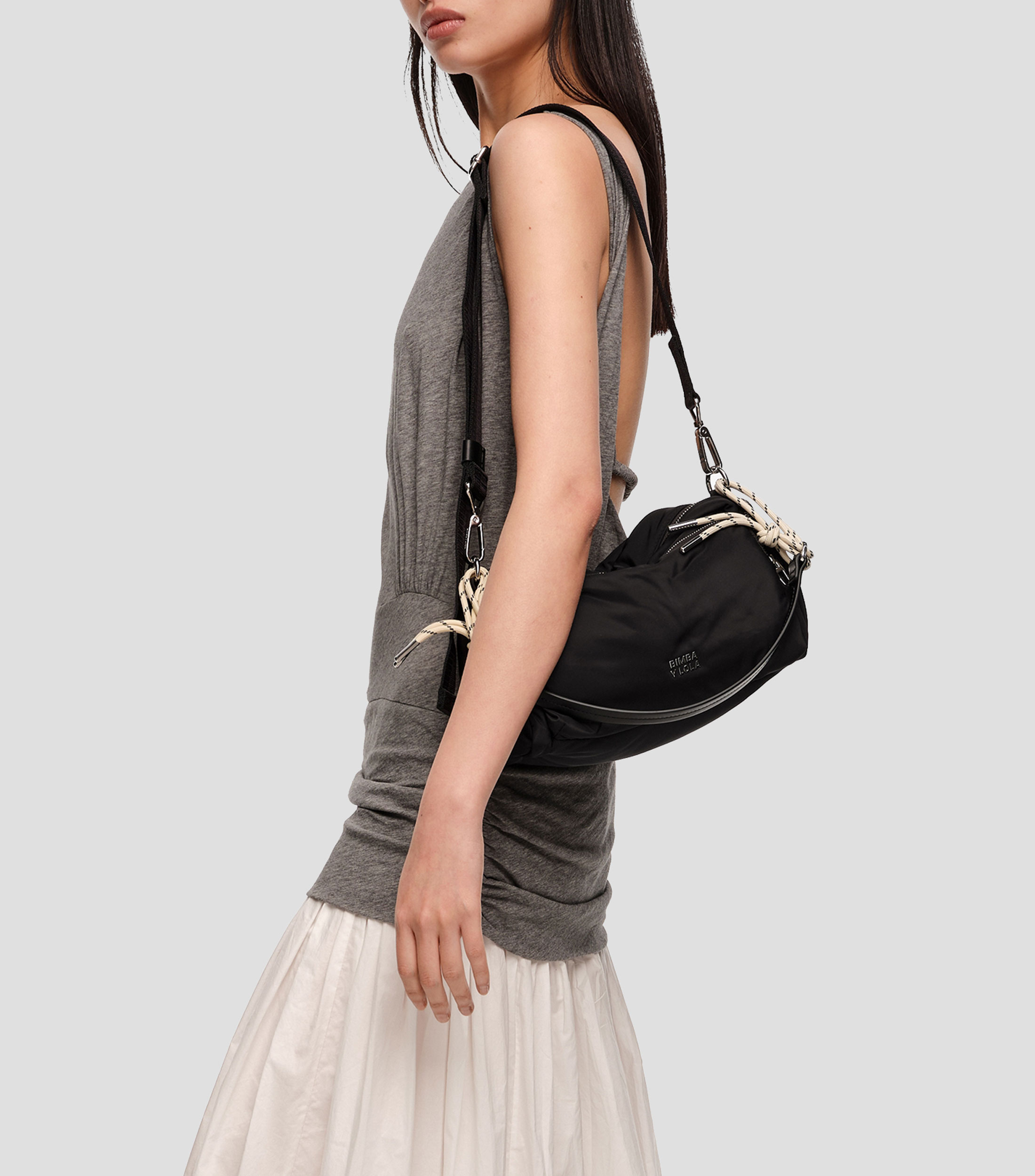 Bolsa pocket mediano nylon antracita oscuro Mujer