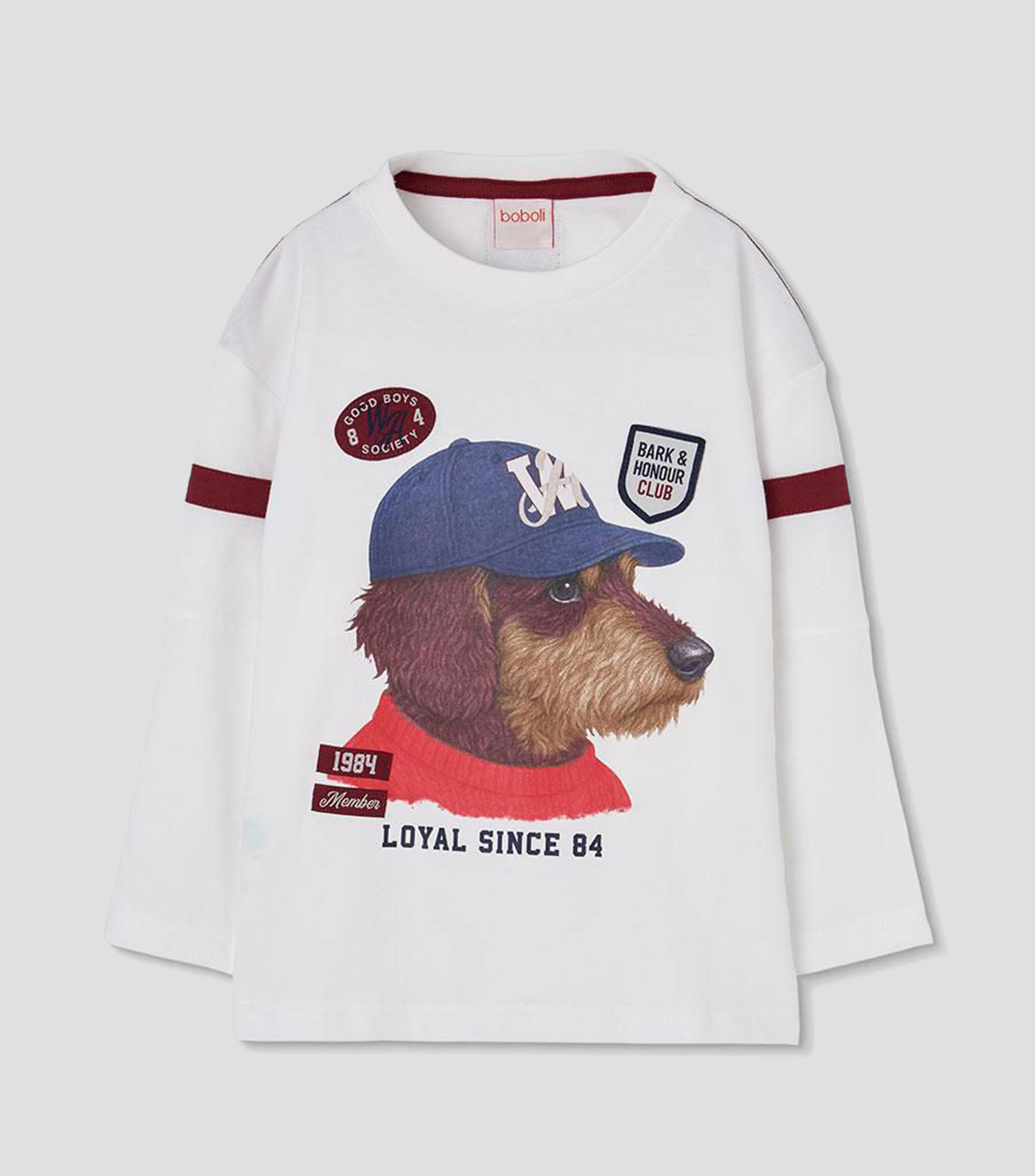 Playera cuello redondo manga larga estampada Niño