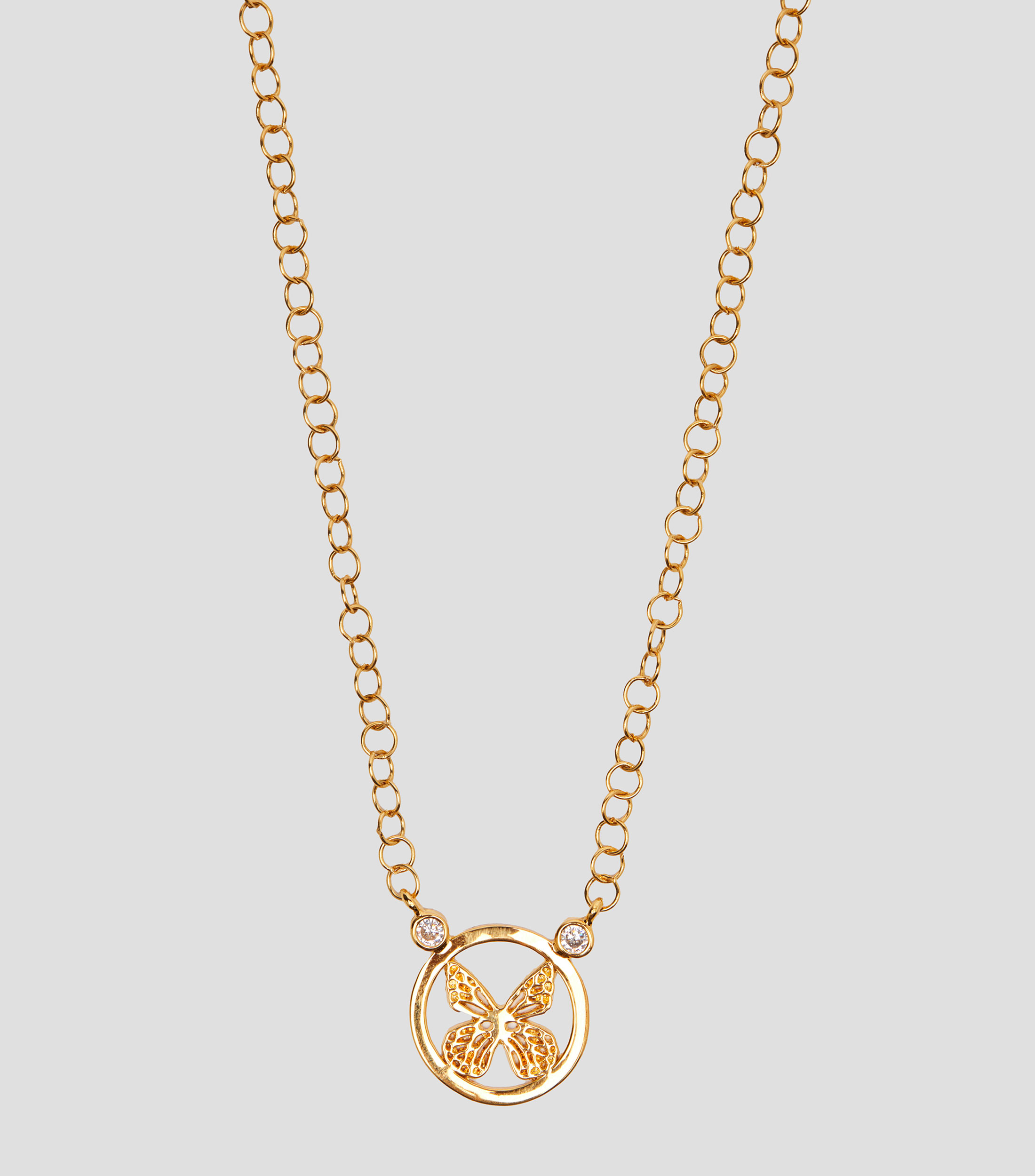 Collar con mariposa monarca y circonias Mujer