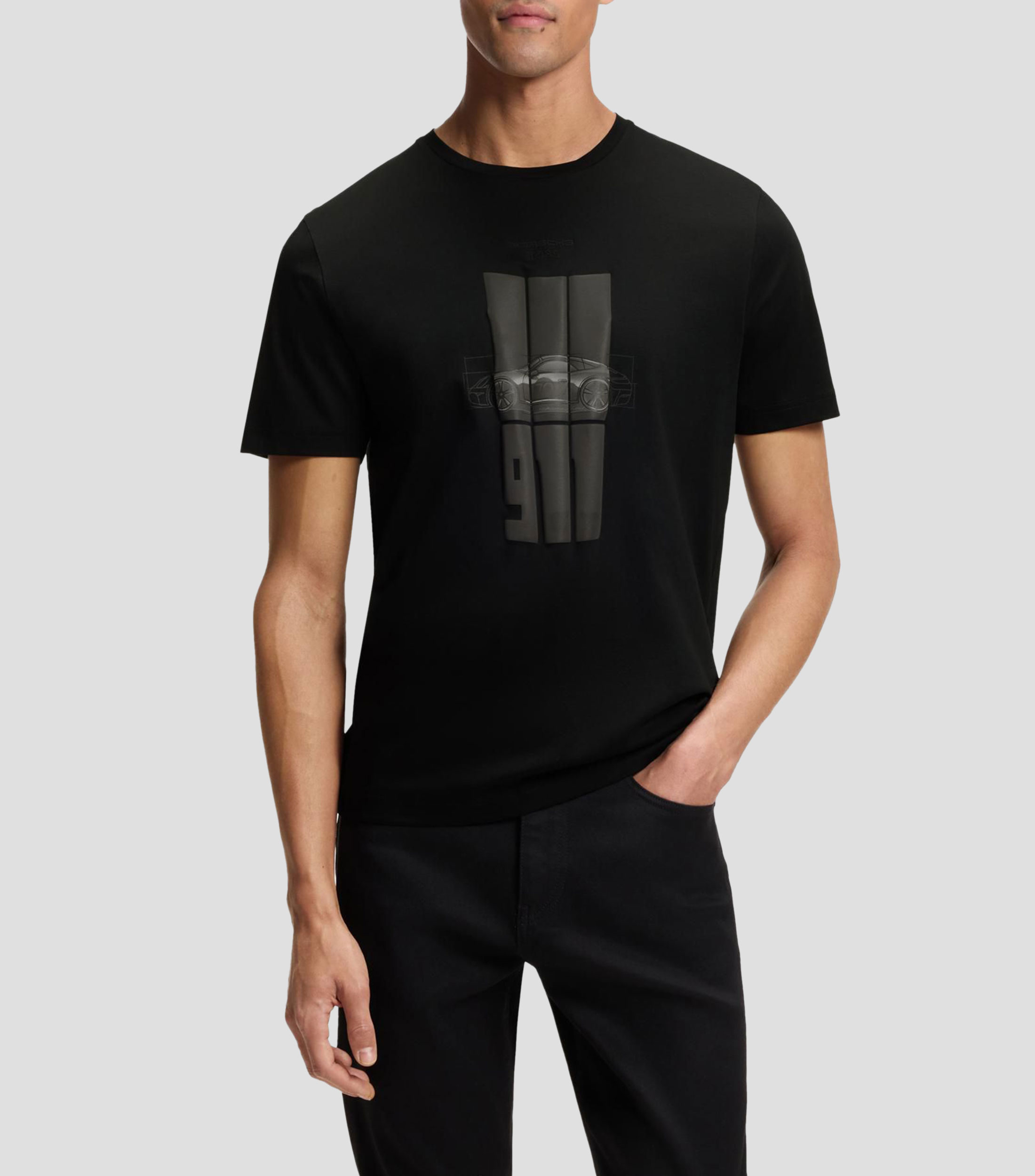 Playera Porsche x BOSS de algodón mercerizado con gráficos reflectantes Hombre