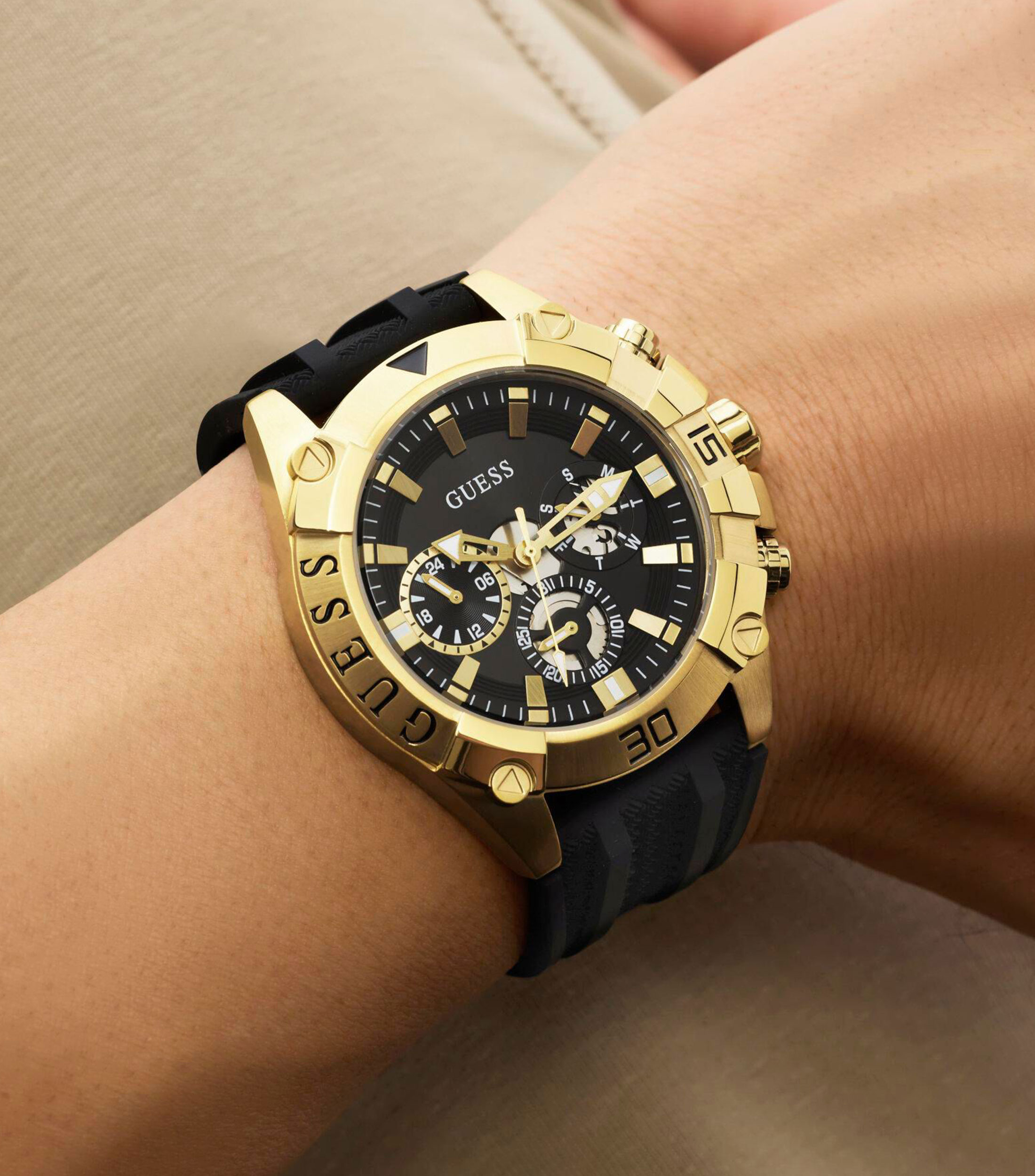 Reloj para Hombre Prospect Deportivo Dorado, Negro