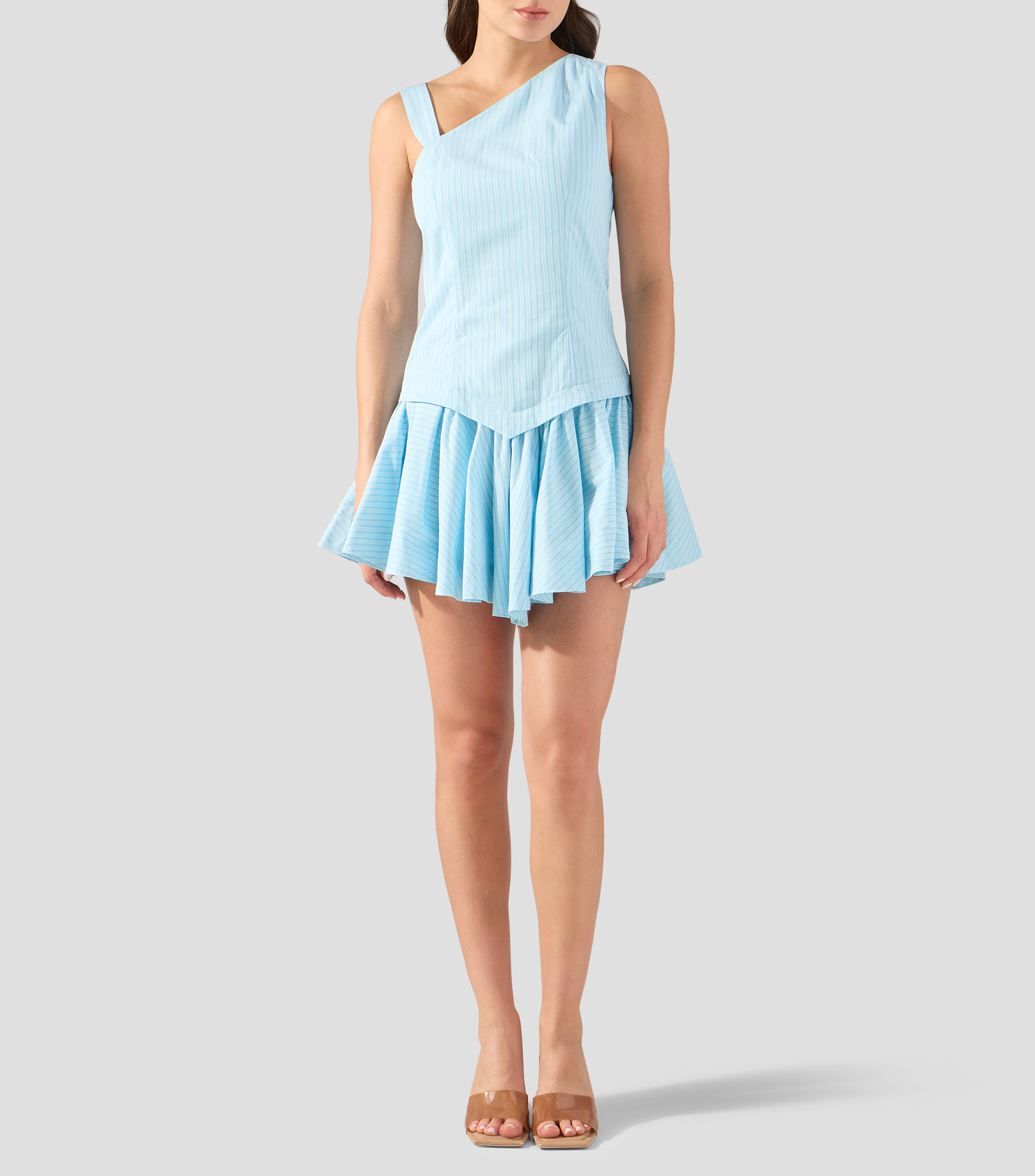 Vestido mini con rayas Mujer