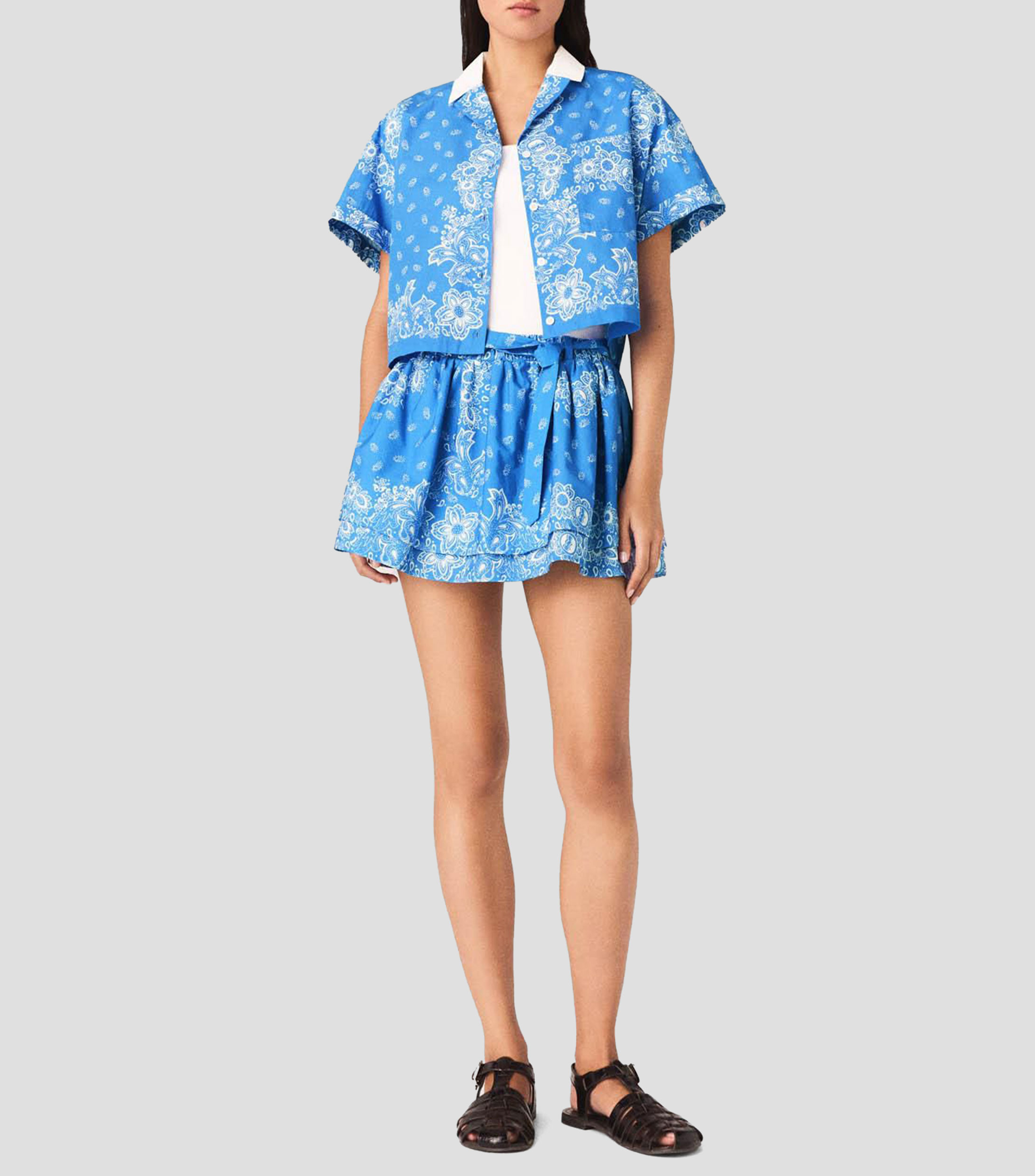 Camisa estampada manga corta 226Cinabo Mujer
