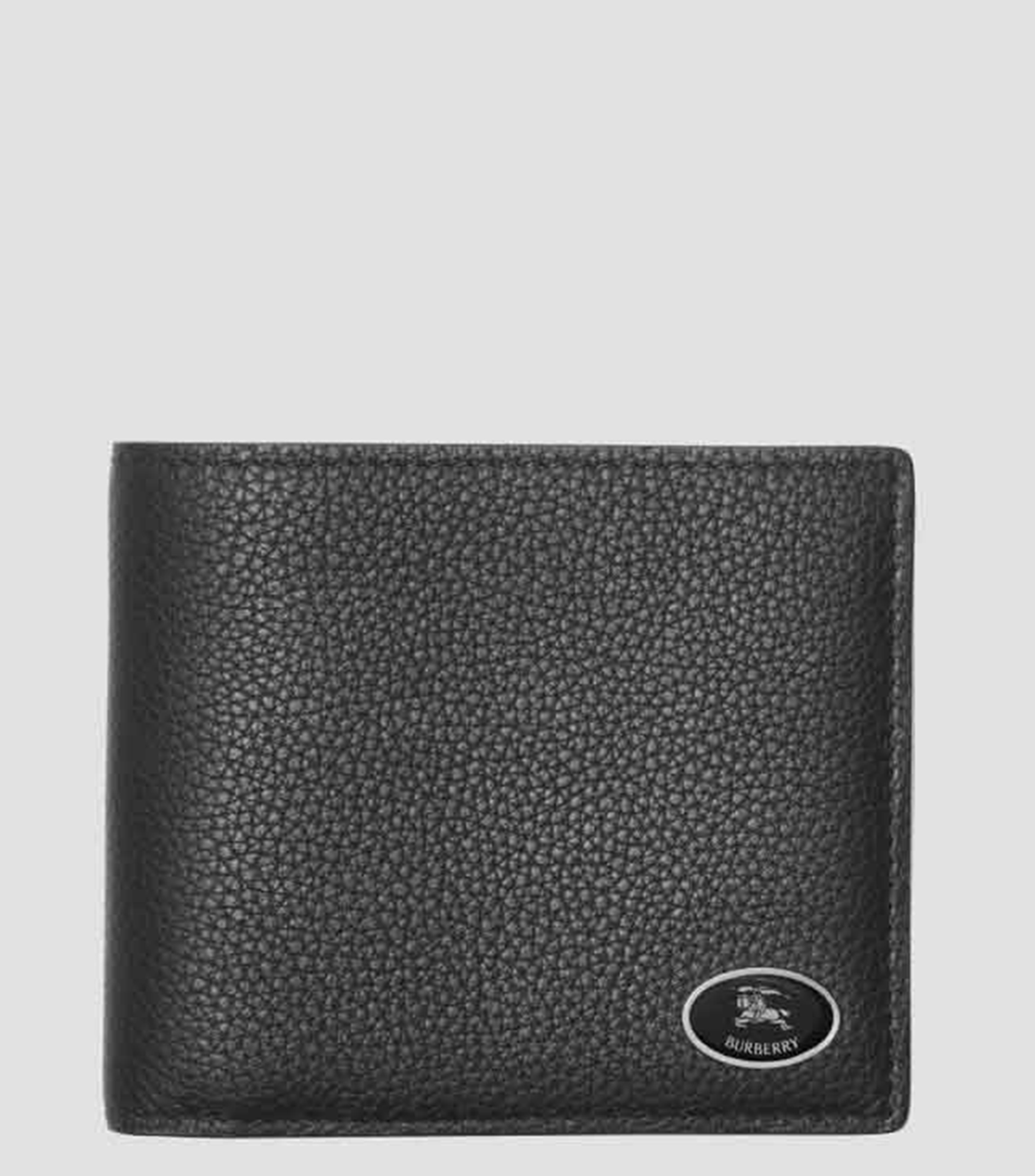 Cartera bifold en piel con textura granulada Hombre