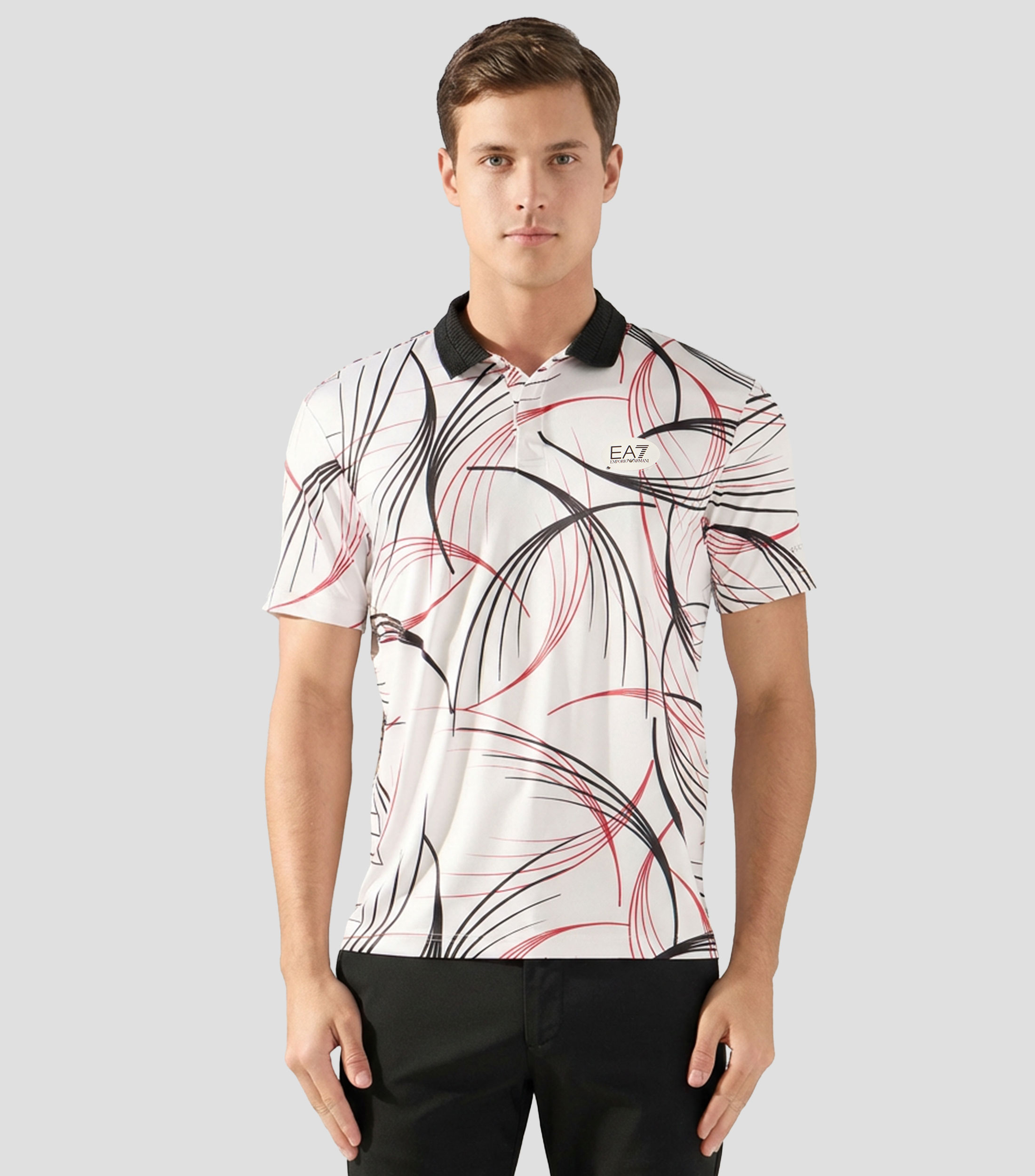 Playera tipo polo con manga corta estampada Hombre