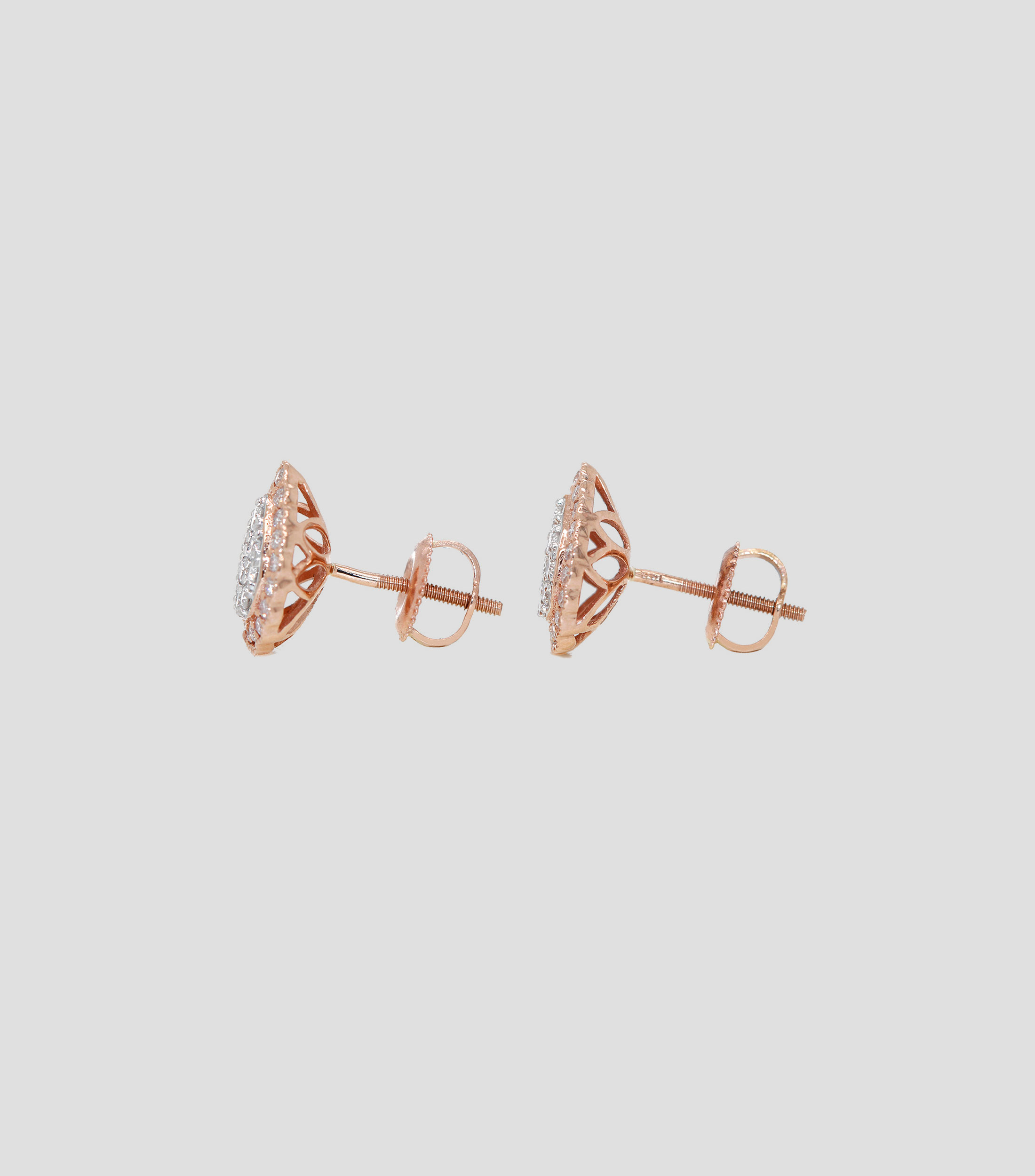 Aretes en oro rosa de 14 Kts con diamantes Mujer