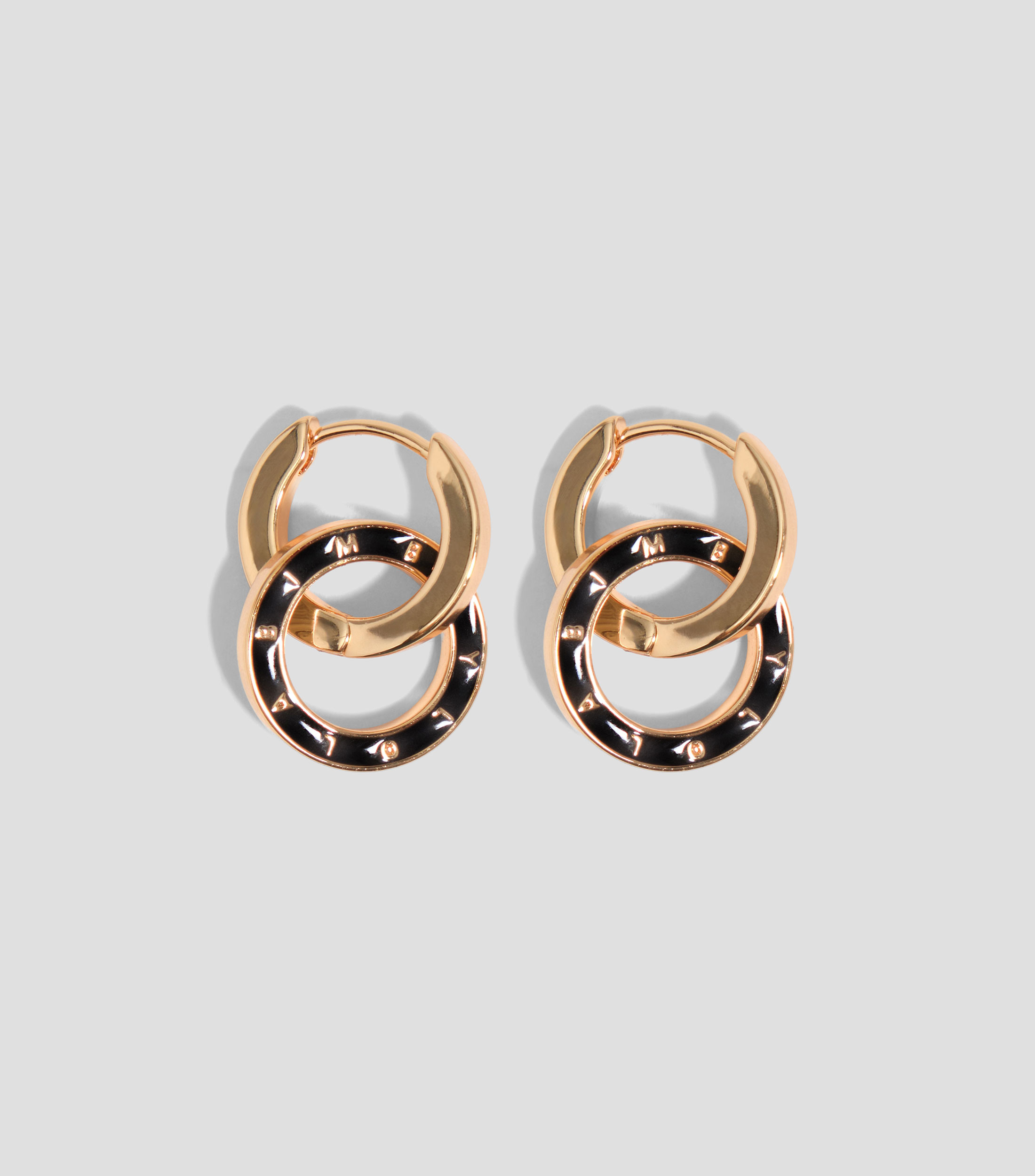 Pendientes doble aro logo marrón Mujer