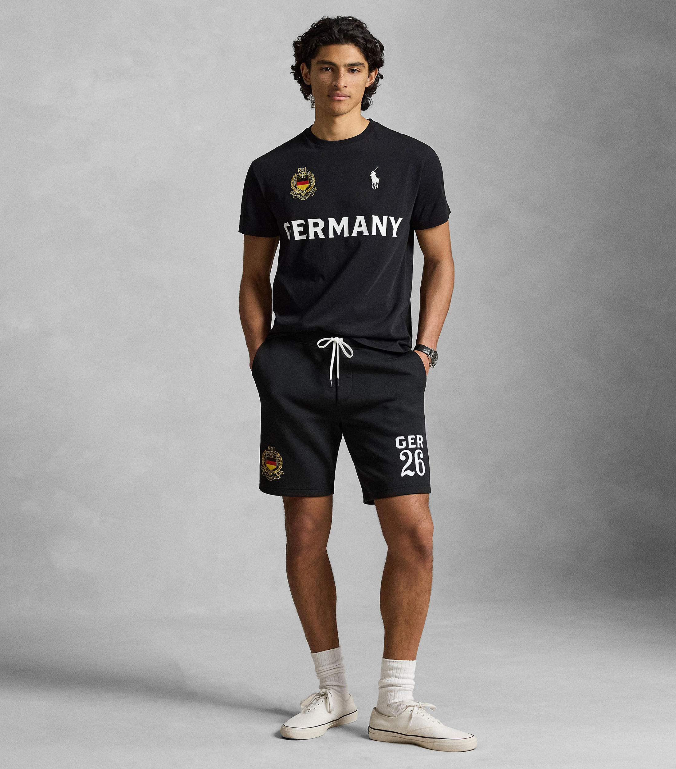 Playera de cuello redondo con manga corta estampada Hombre
