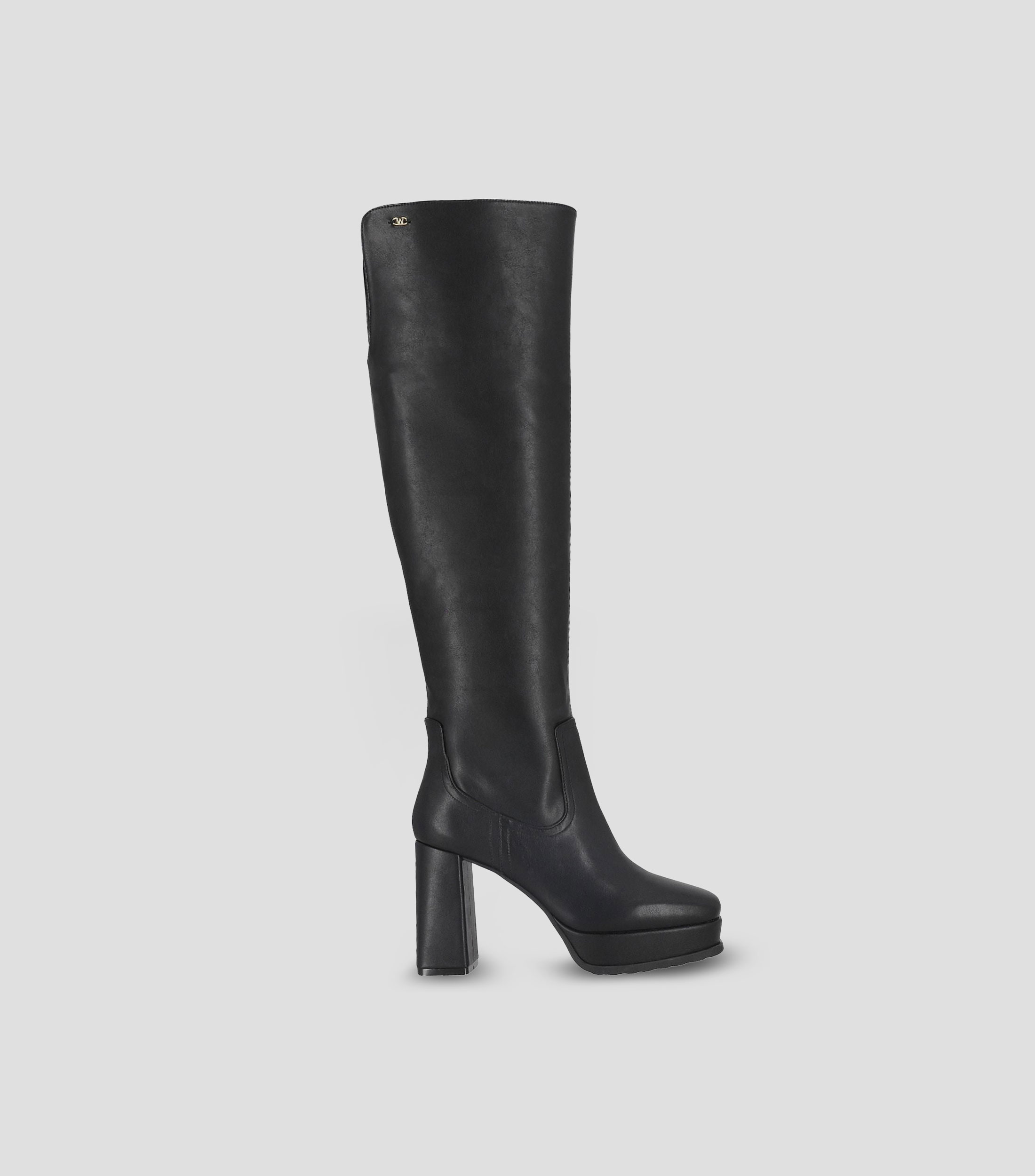 Botas casuales largas con plataforma y tacón alto cuadrado Mujer