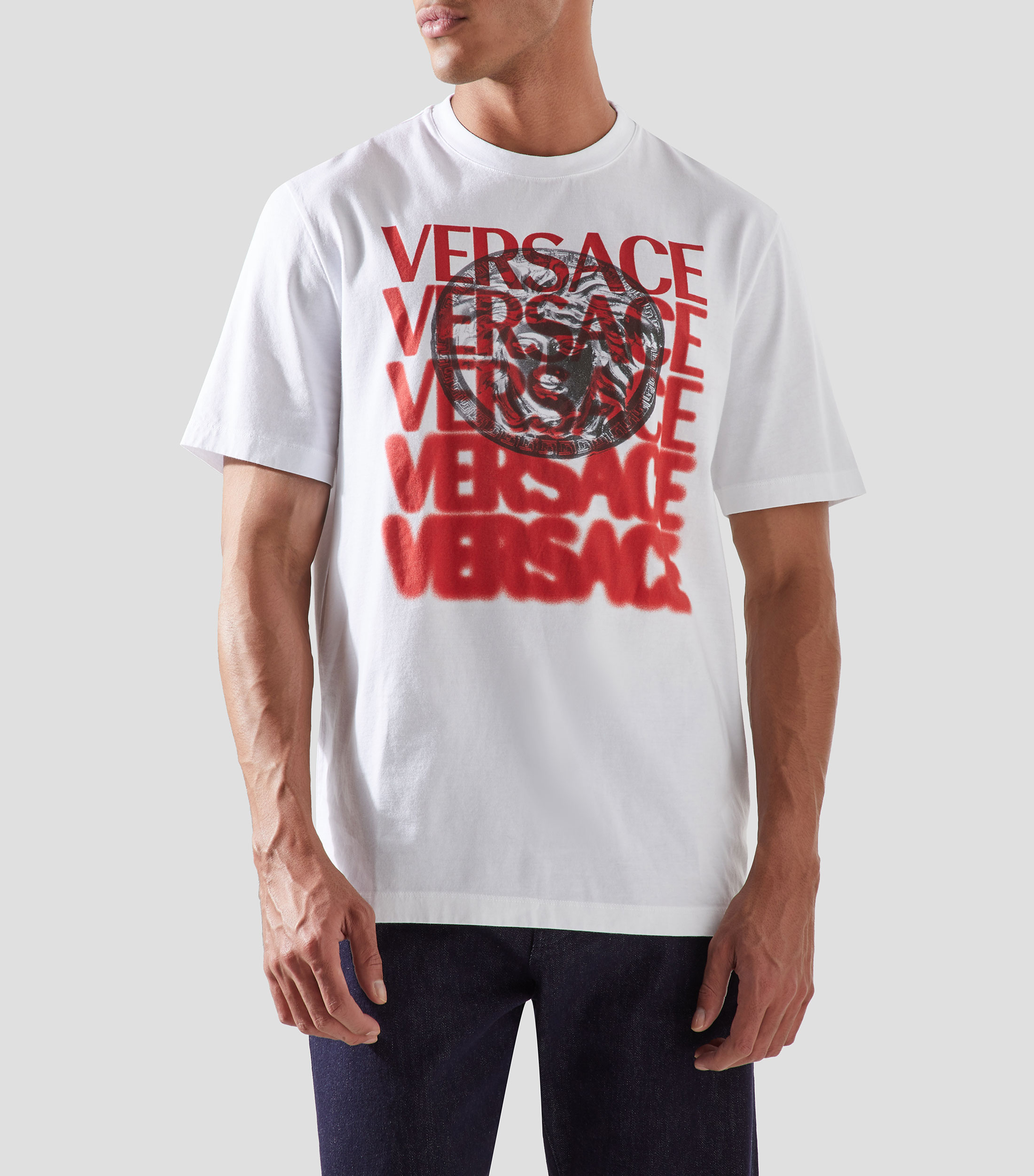 Italia Versace Playera Blanca Camiseta F Tbol Italia Edici N