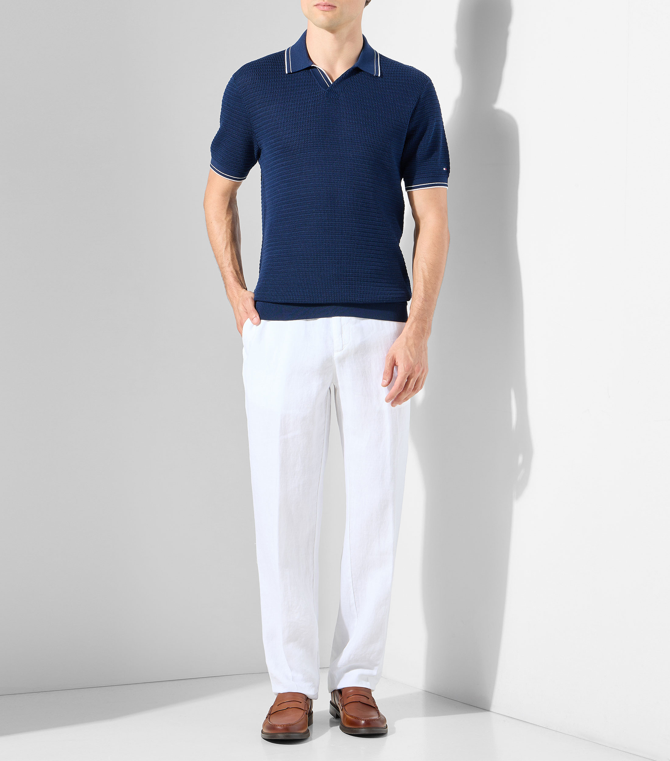 Playera tipo polo manga corta sólida Hombre