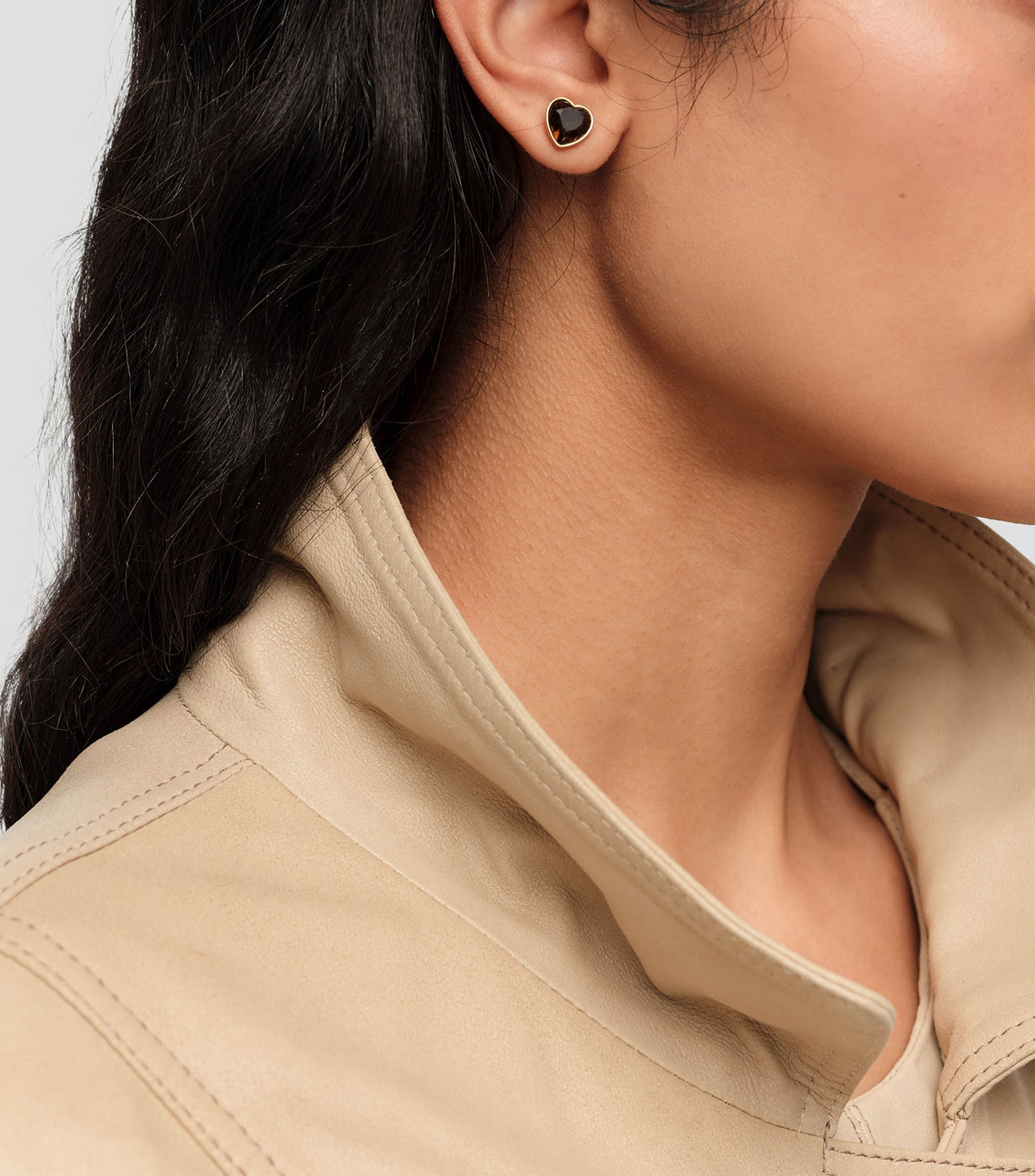 Aretes corazón cristal topacio Mujer