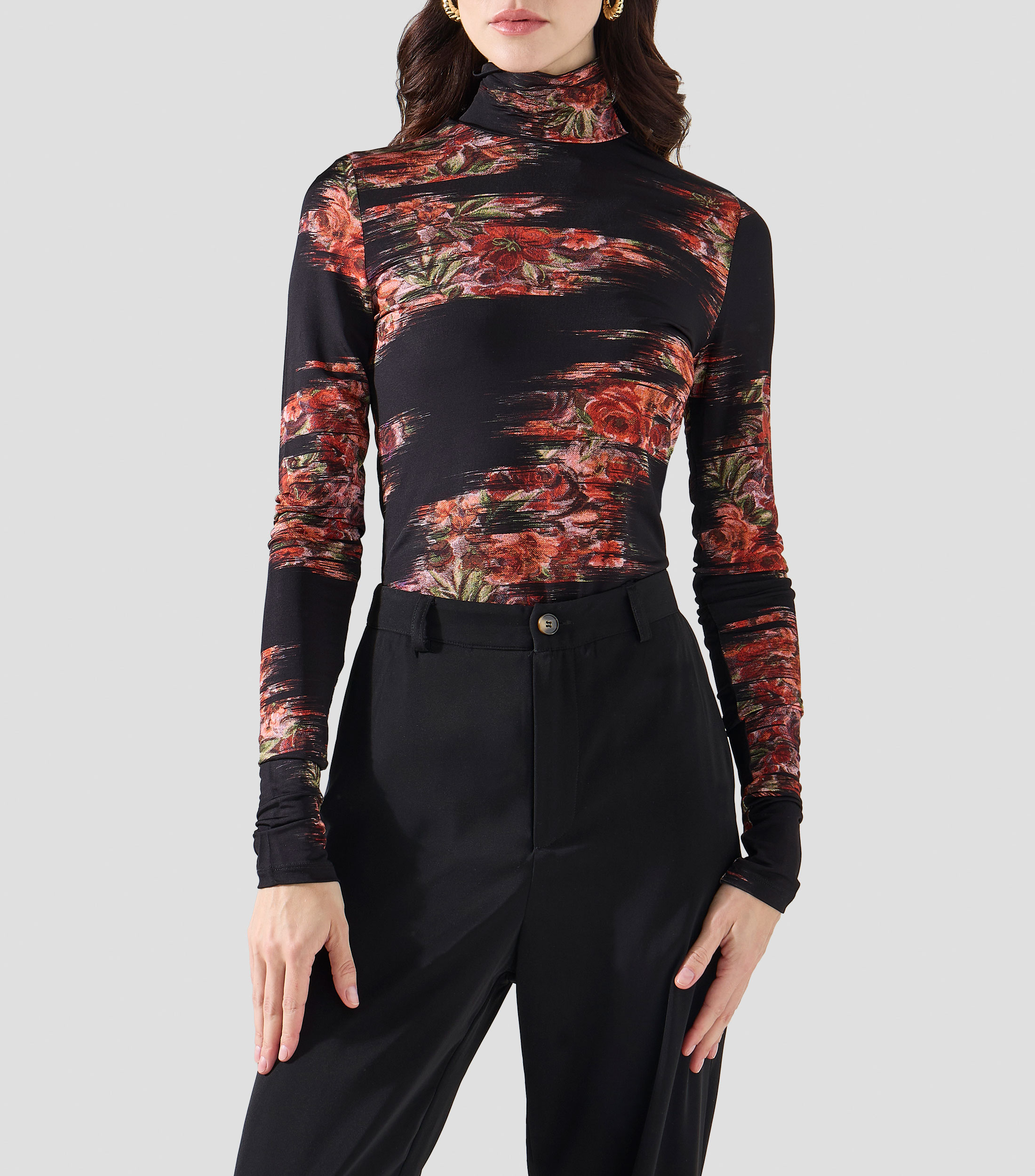 Blusa estampada manga larga Mujer