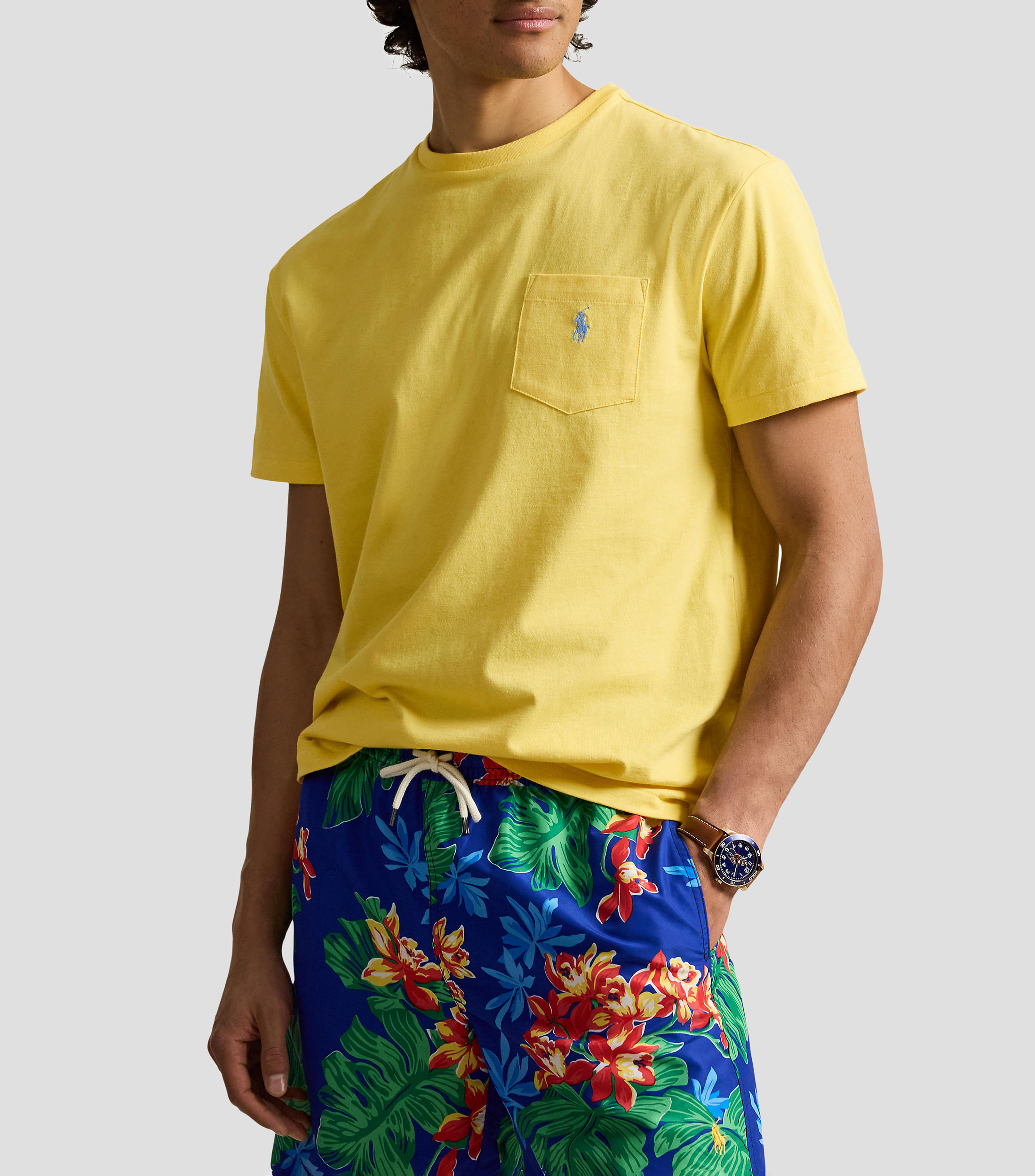Playera cuello redondo manga corta sólida Hombre