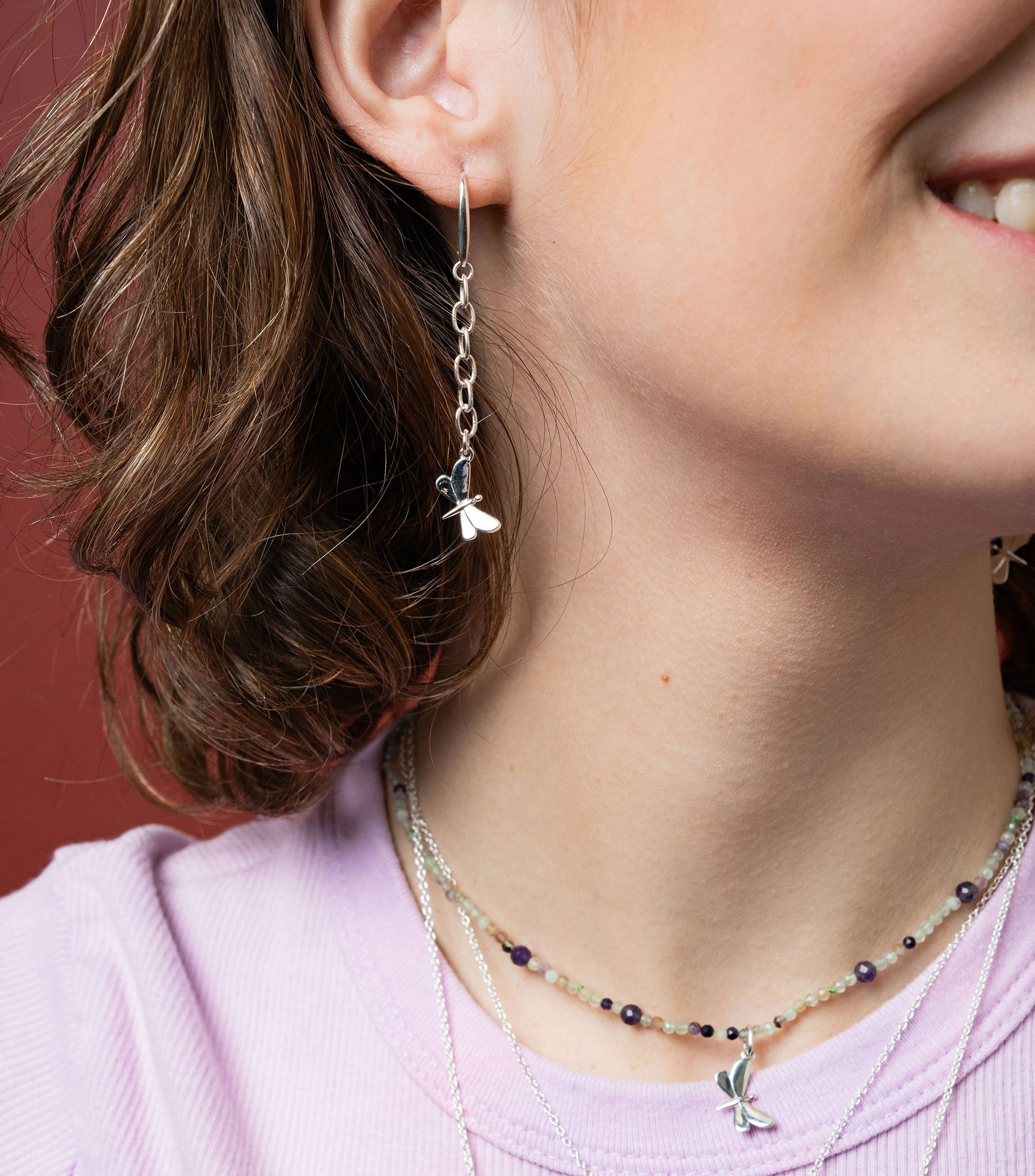 Aretes en plata .925 Libelula Alegria Mujer