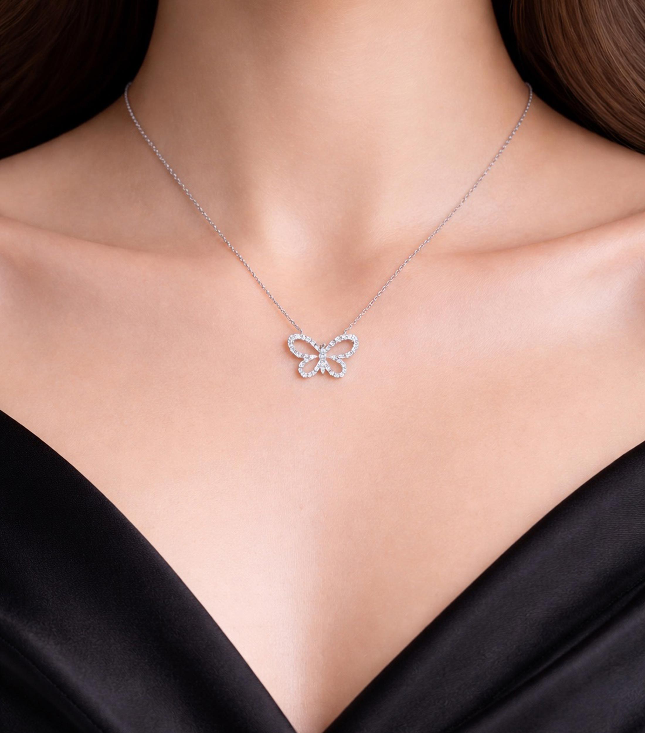 Collar mariposa en oro blanco de 18 Kilates Tiny Treasures Mujer