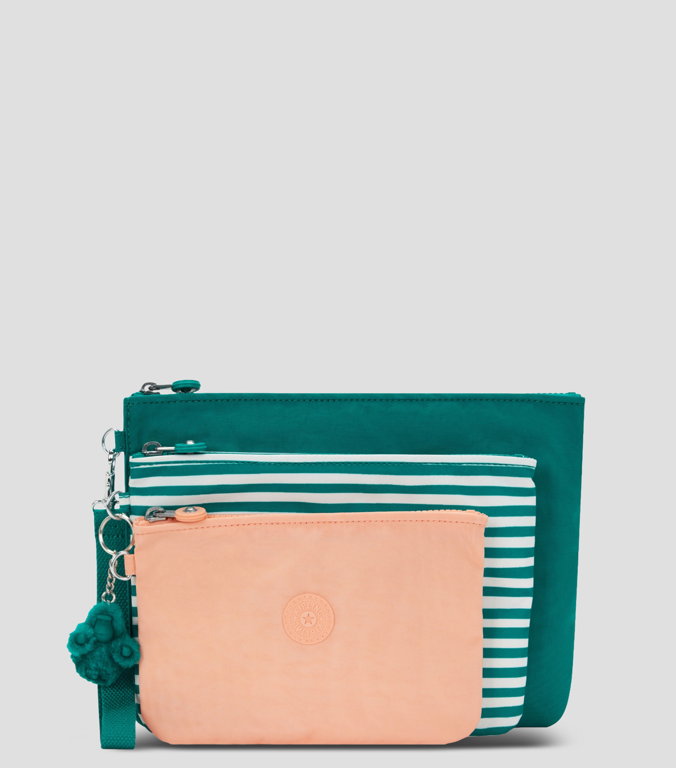 Set 3 bolsas wristlet verde Iaka liso Mujer
