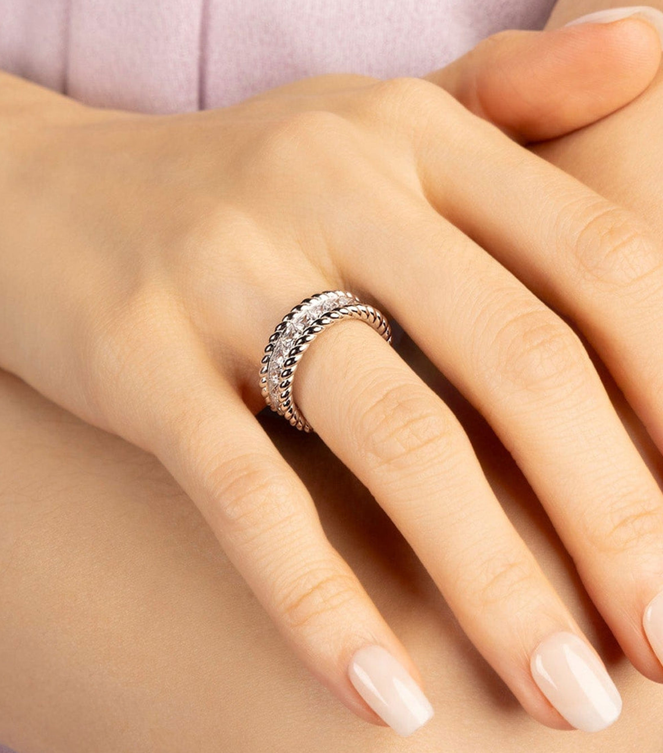 Anillo en plata .925 Printemps incrustaciones de zirconia cúbica Mujer