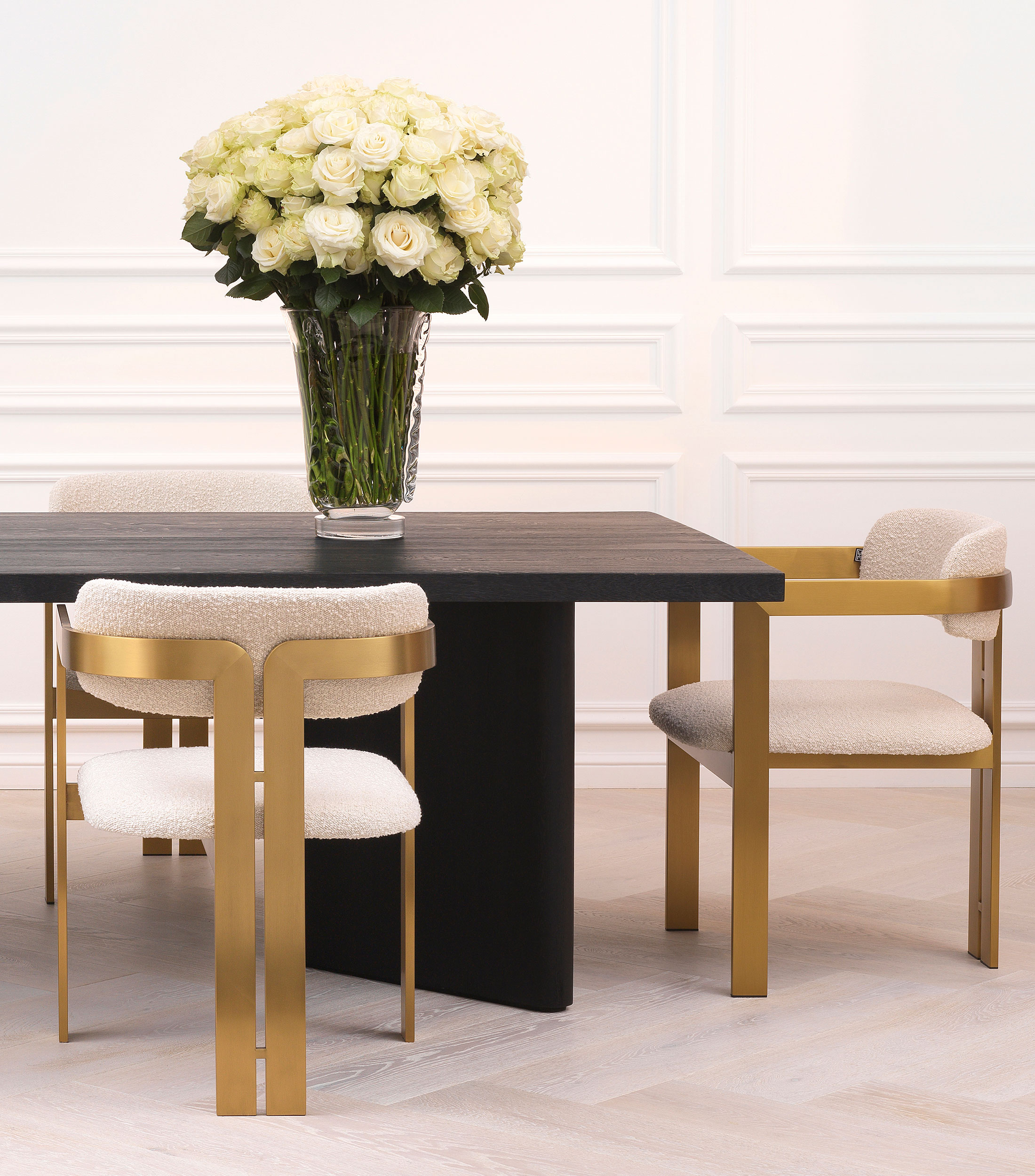Silla de comedor Donato en madera y espuma de poliuretano