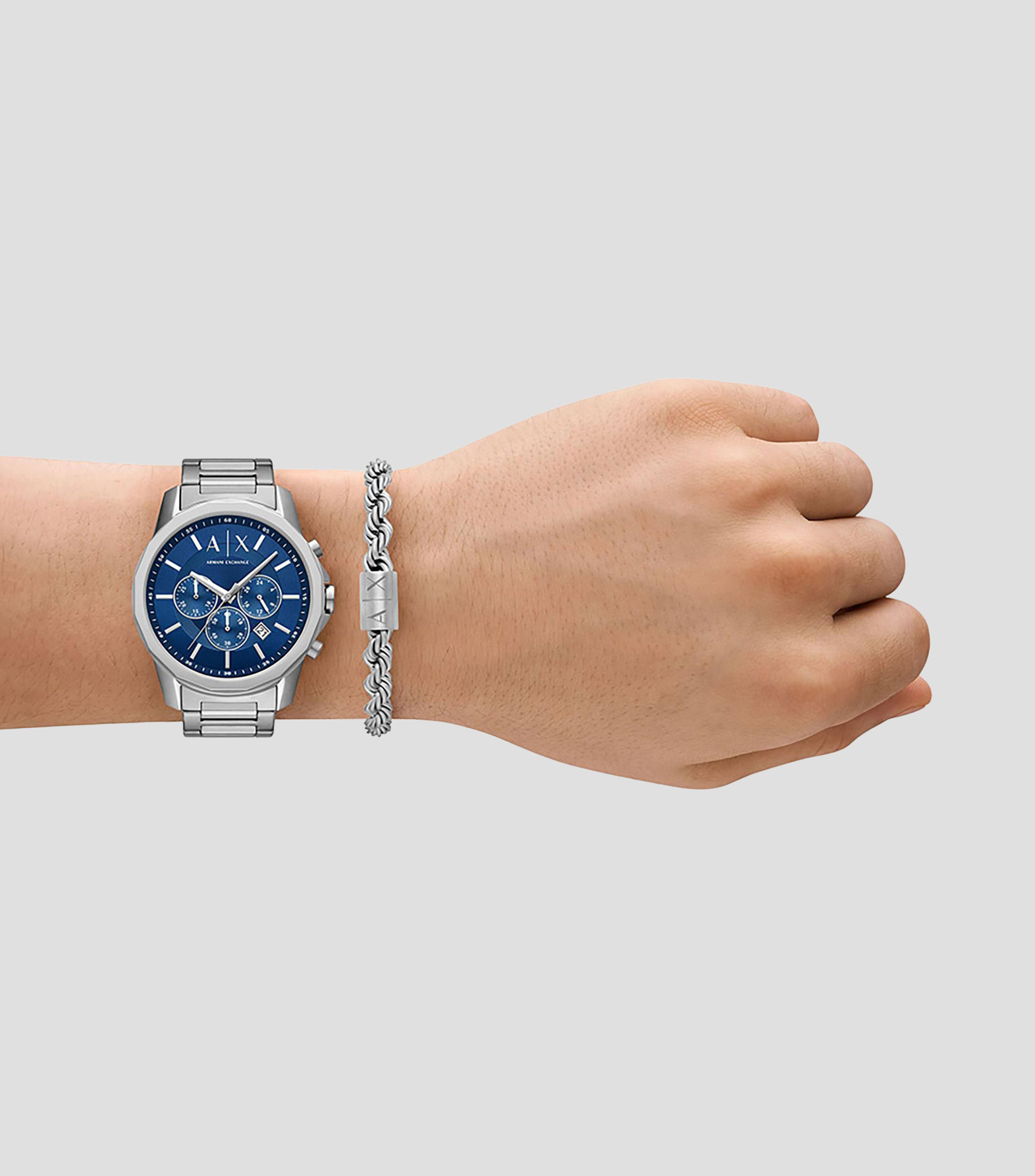 Set Reloj y Brazalete para Hombre Smart Plateado