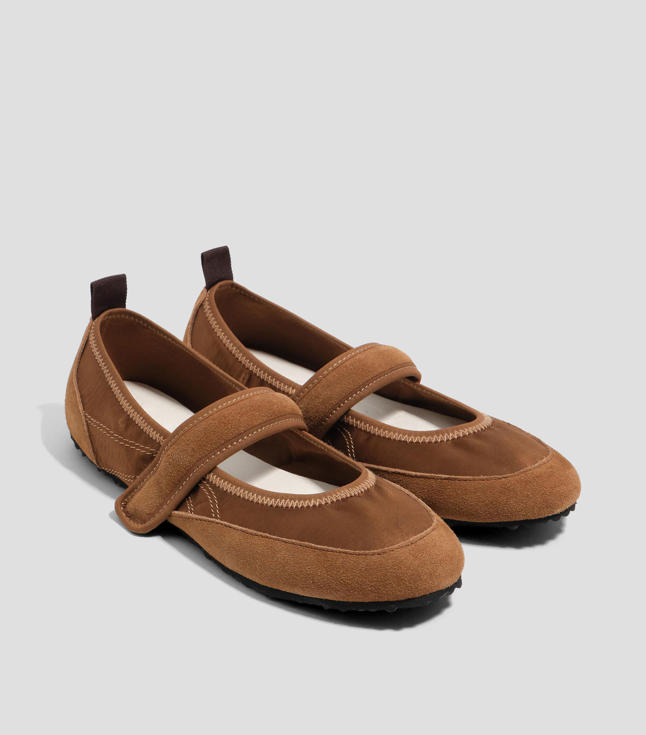Flats deportiva serraje y satén Mujer