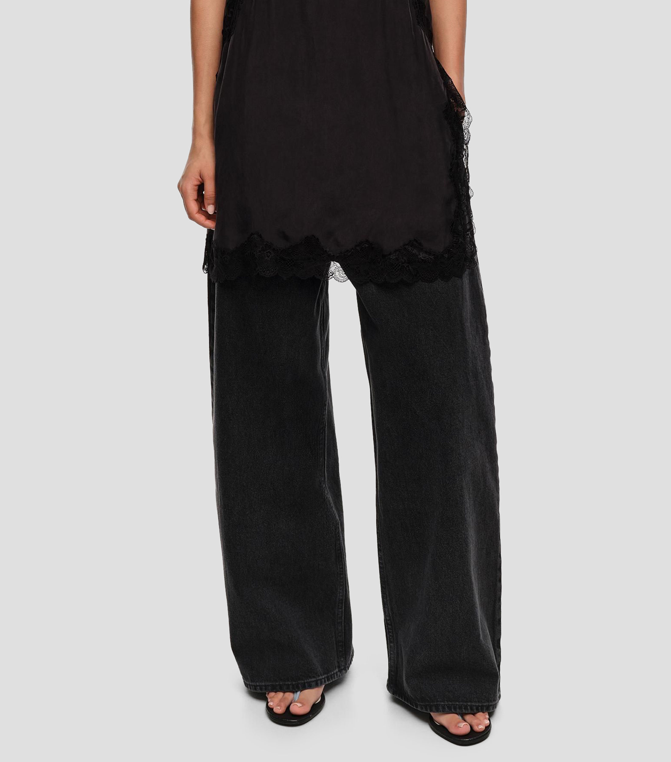 Pantalón denim lavado Mujer
