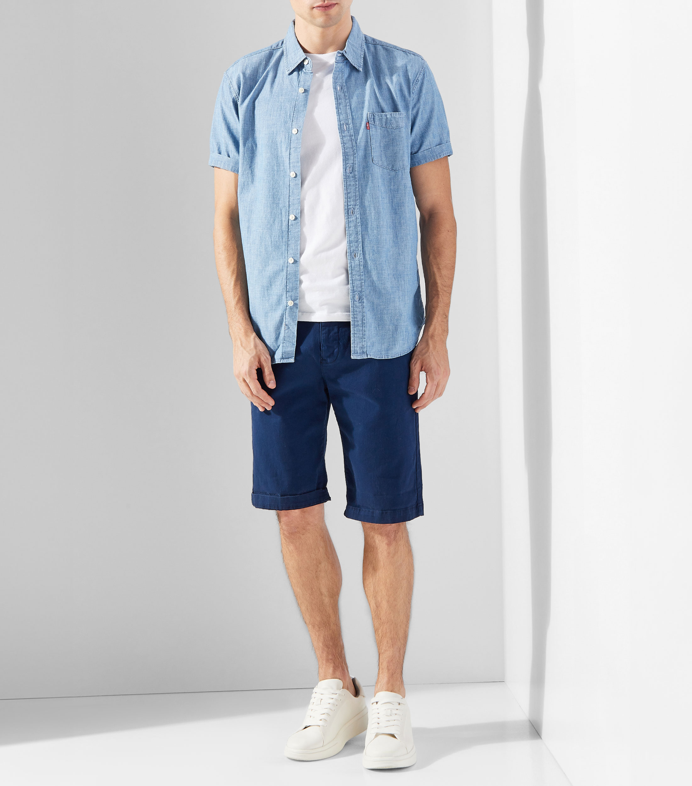 Camisa lisa manga corta Hombre