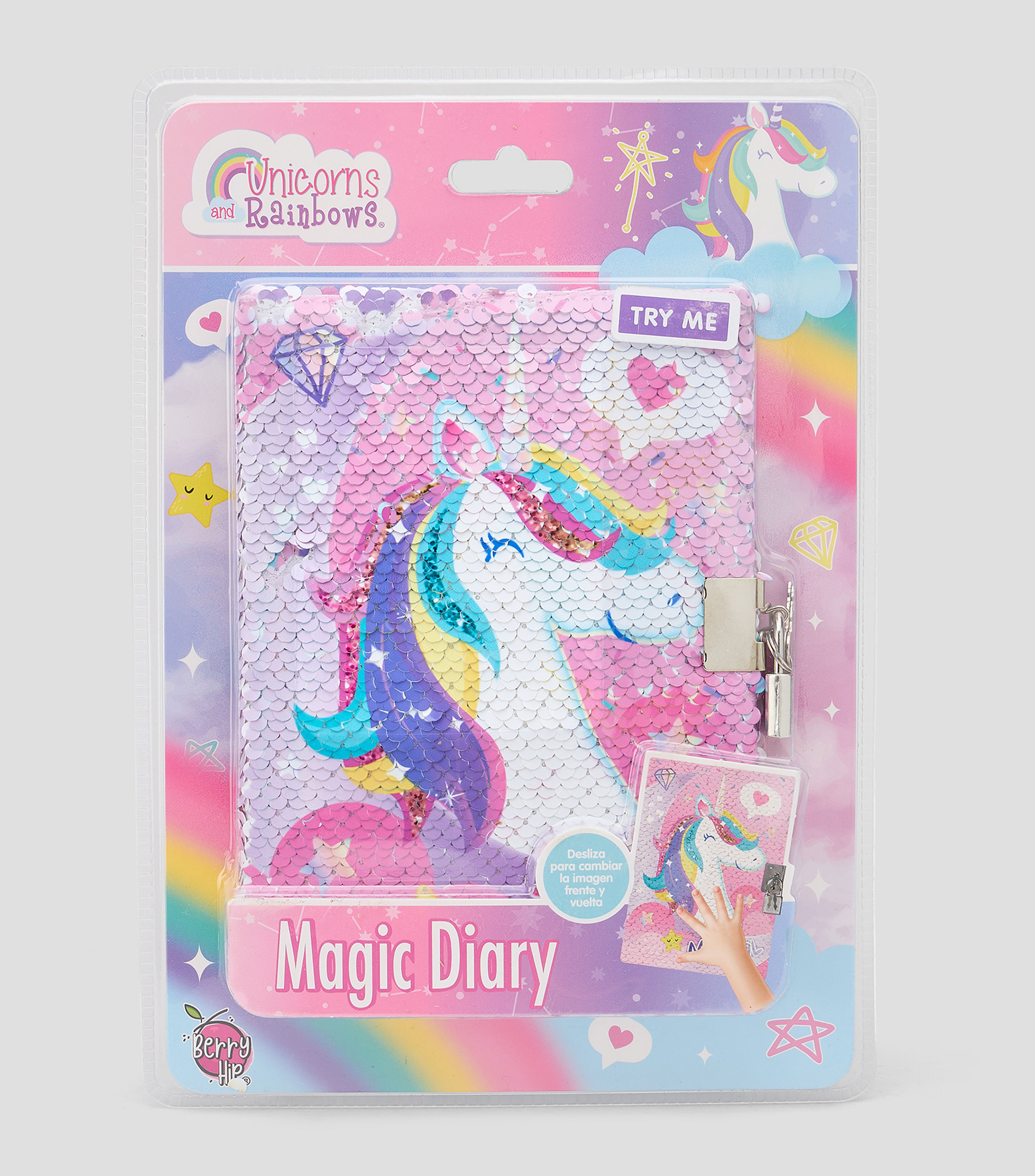 Diario con lentejuelas reversible y accesorios Unicorns and Rainbows