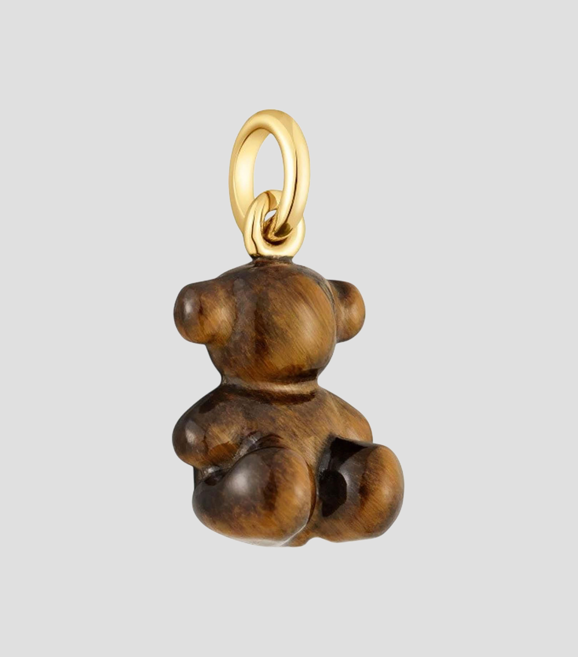 Dije de oso en oro de 14 kilates Bold Bear incrustación de ojo de tigre Mujer