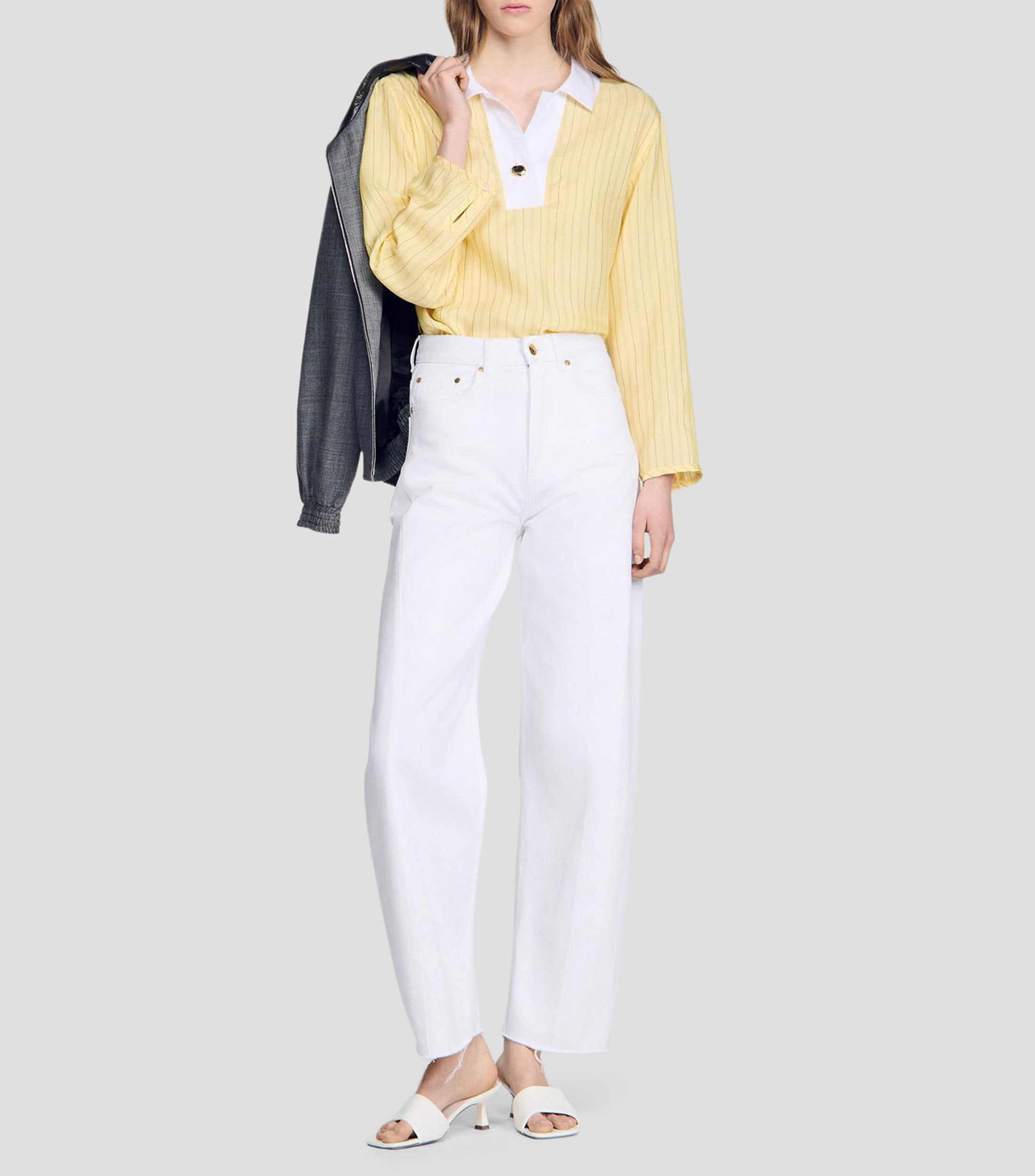 Blusa con rayas manga larga Mujer