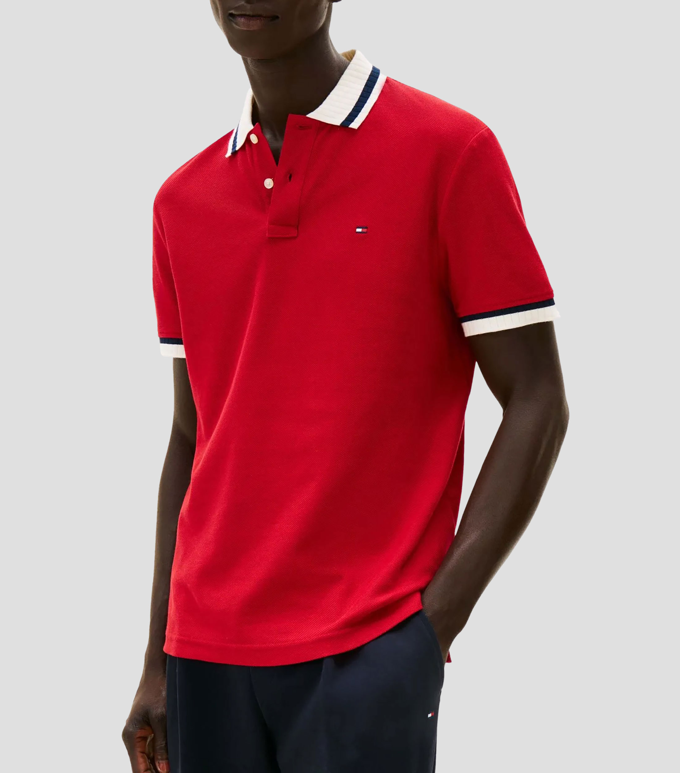 Playera tipo polo de manga corta lisa Hombre