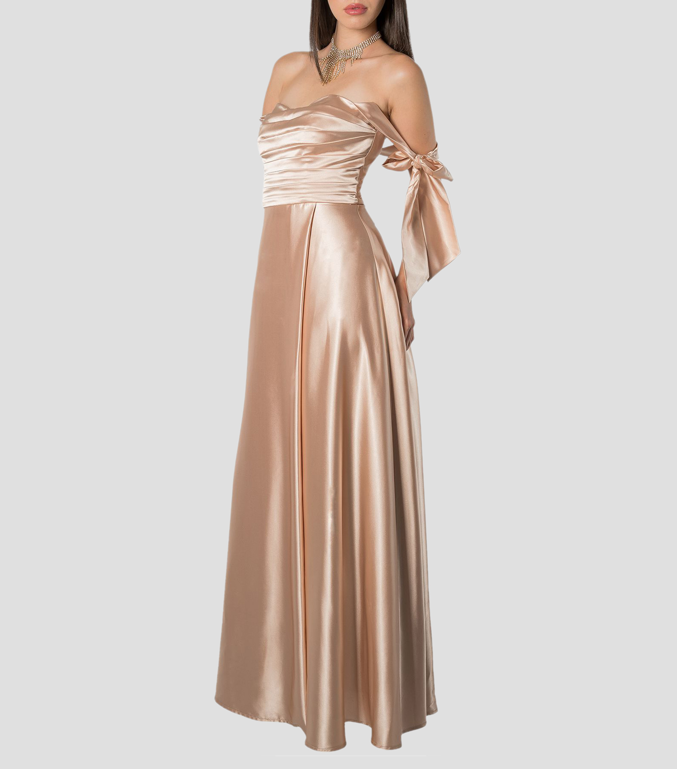 Vestido de fiesta largo liso Mujer