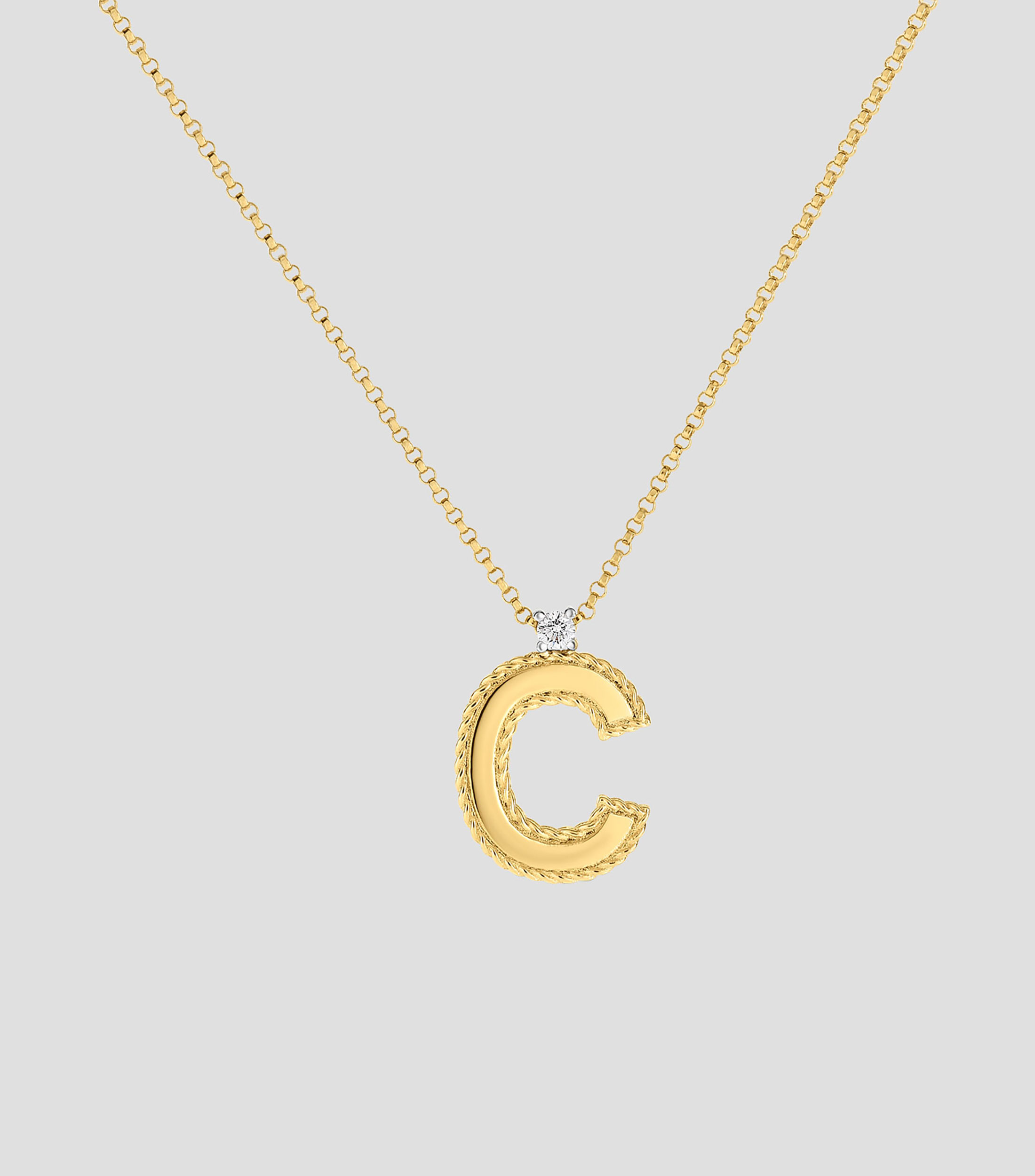 Collar letra C en oro amarillo de 18 kilates con diamante Pincess Love Letters Mujer