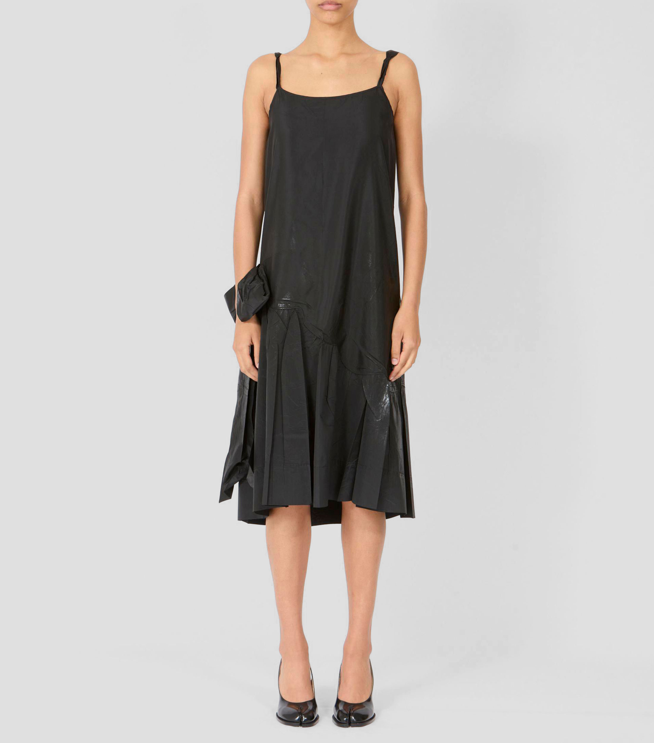 Vestido de fiesta midi sin mangas con tirantes y diseño liso Mujer